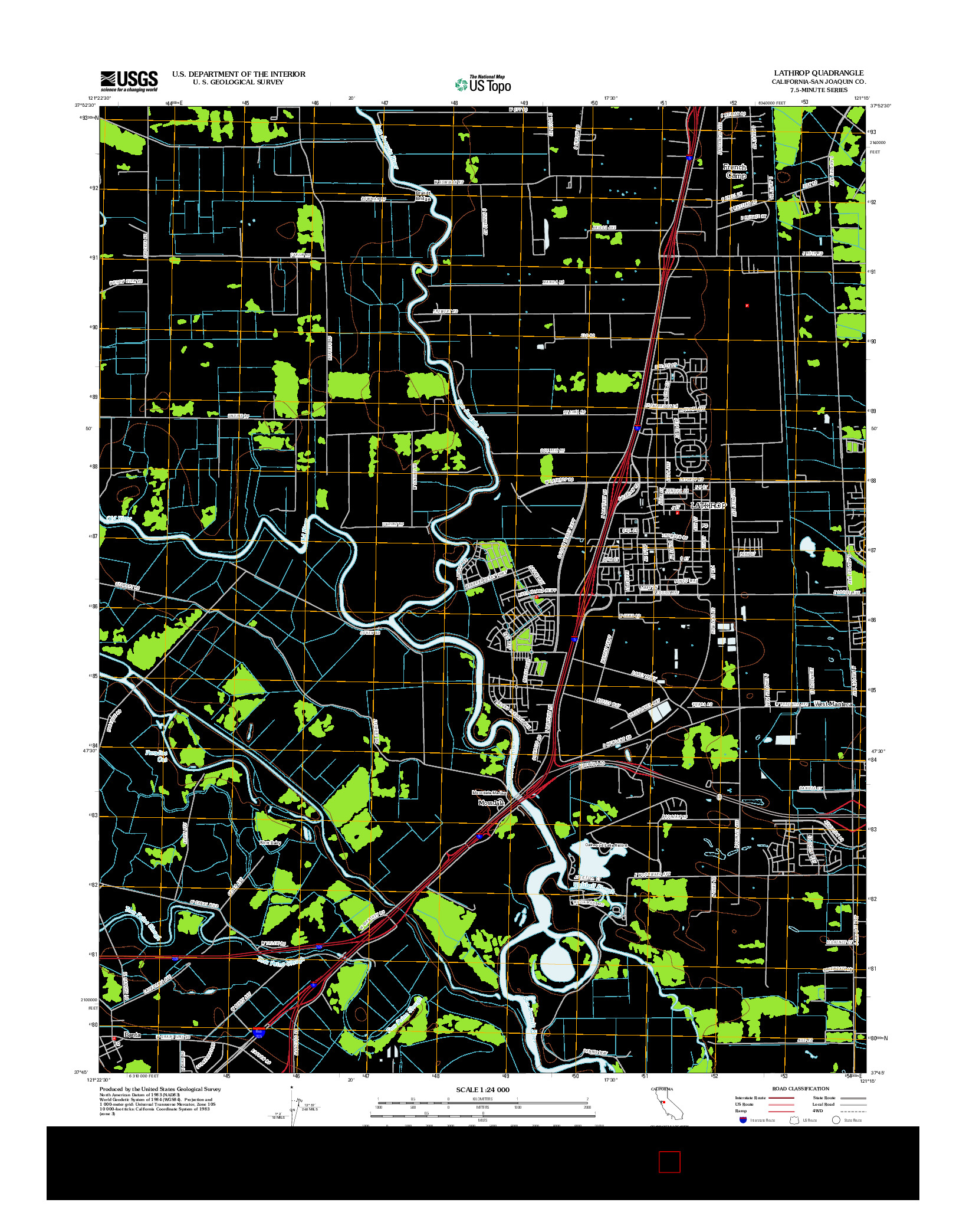 USGS US TOPO 7.5-MINUTE MAP FOR LATHROP, CA 2012