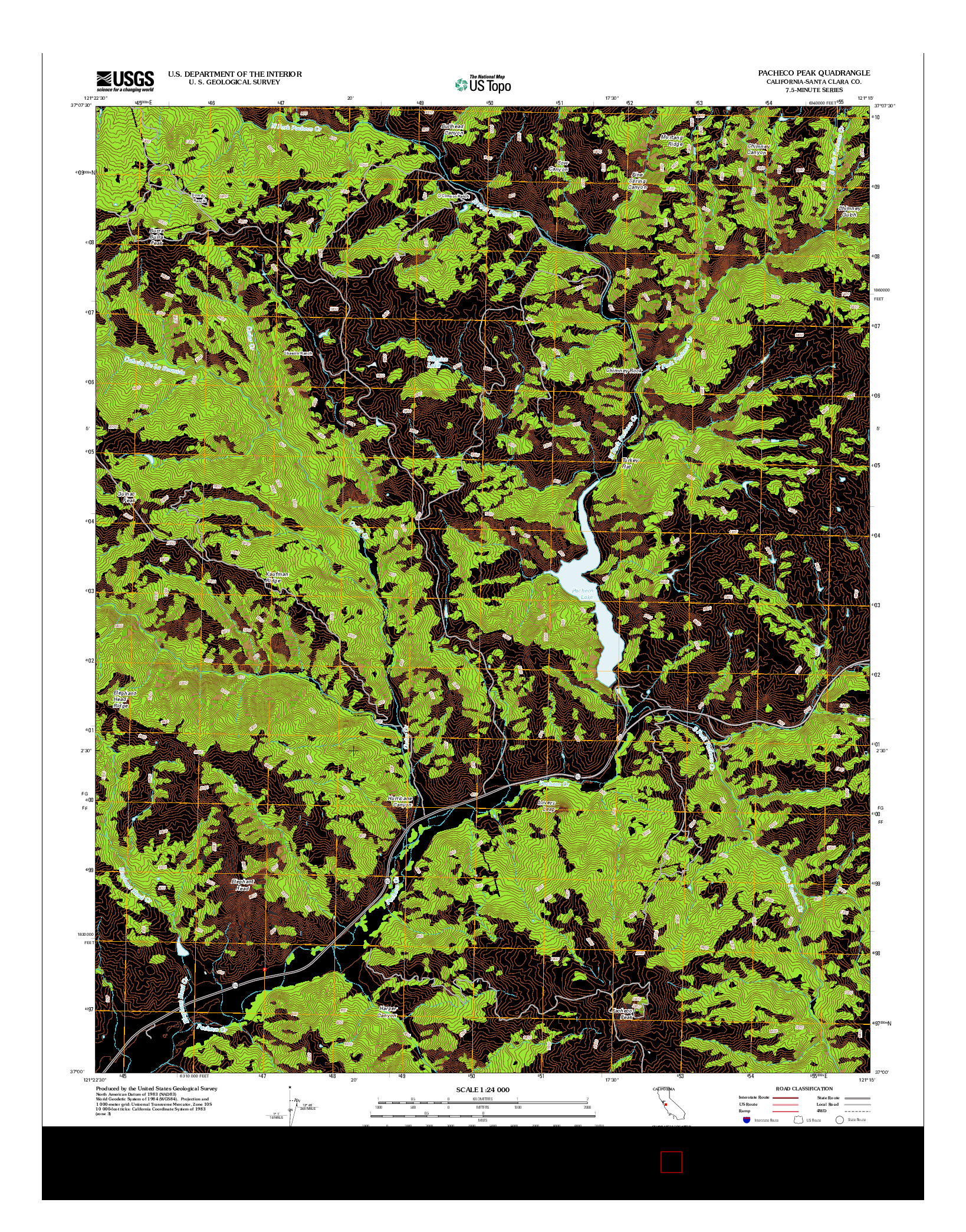 USGS US TOPO 7.5-MINUTE MAP FOR PACHECO PEAK, CA 2012