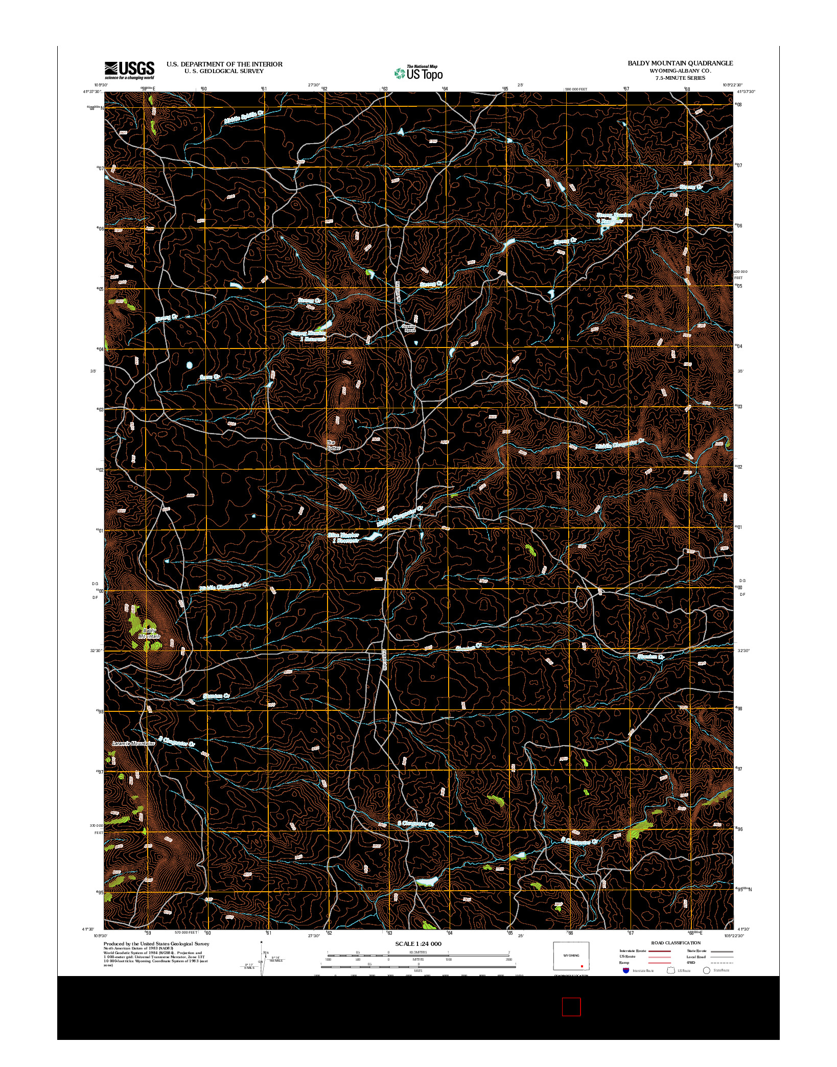 USGS US TOPO 7.5-MINUTE MAP FOR BALDY MOUNTAIN, WY 2012