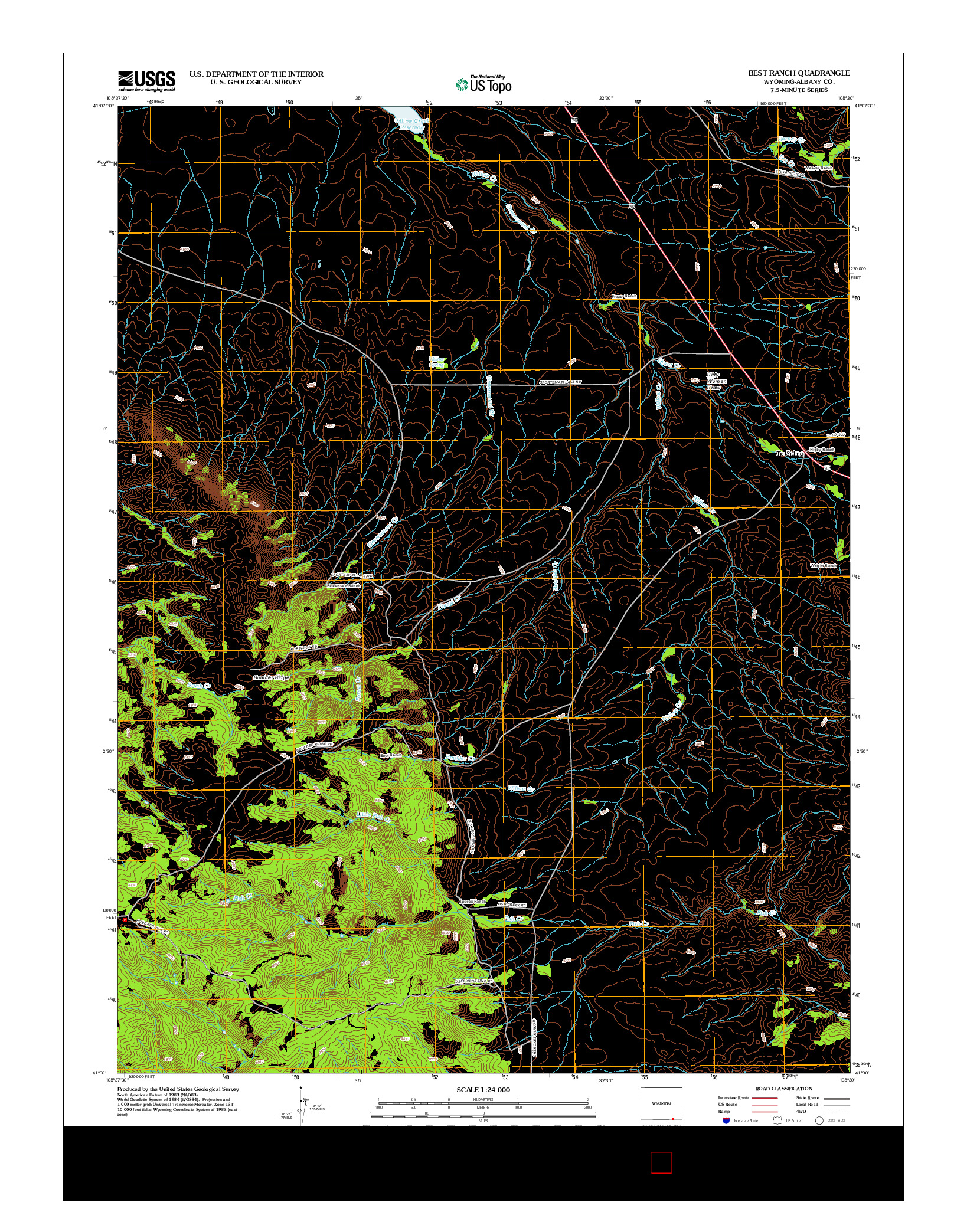 USGS US TOPO 7.5-MINUTE MAP FOR BEST RANCH, WY 2012