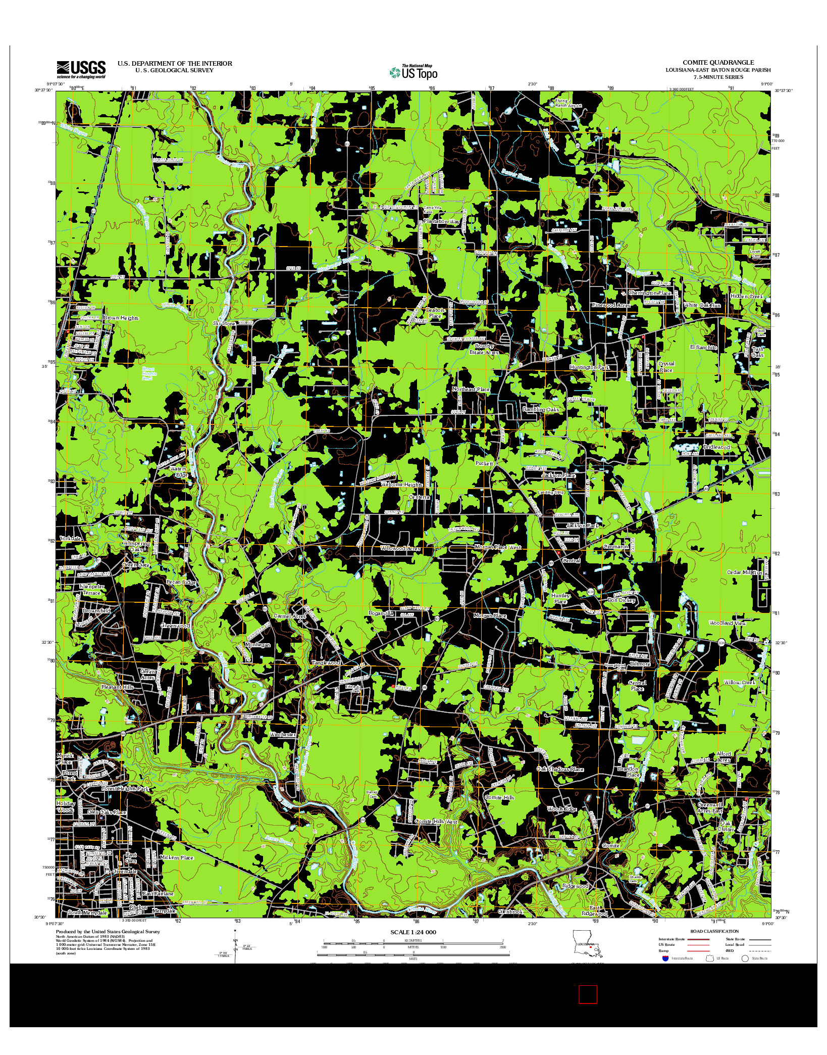 USGS US TOPO 7.5-MINUTE MAP FOR COMITE, LA 2012