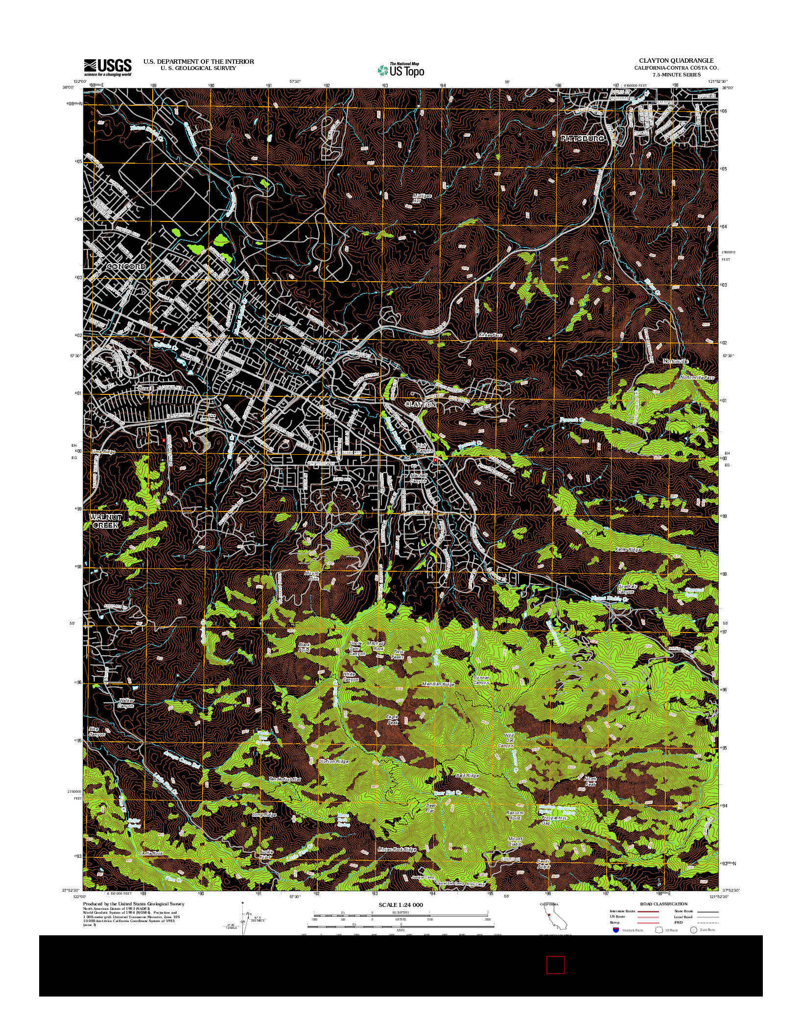 USGS US TOPO 7.5-MINUTE MAP FOR CLAYTON, CA 2012