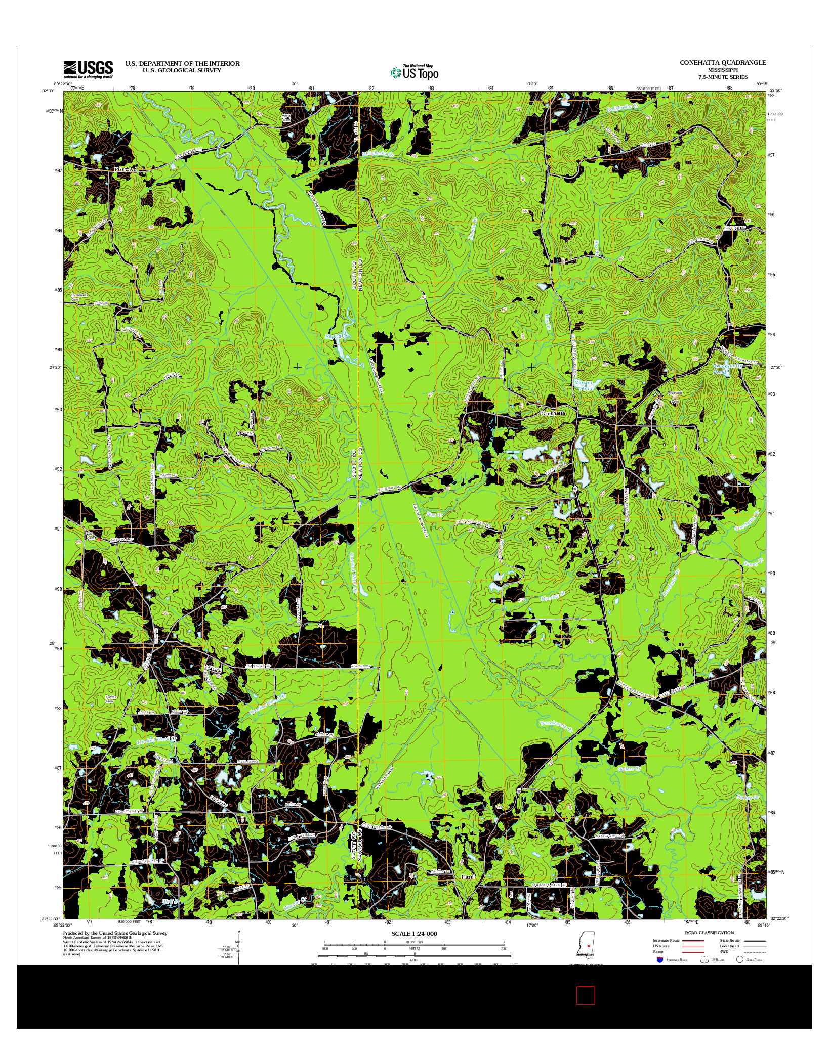 USGS US TOPO 7.5-MINUTE MAP FOR CONEHATTA, MS 2012