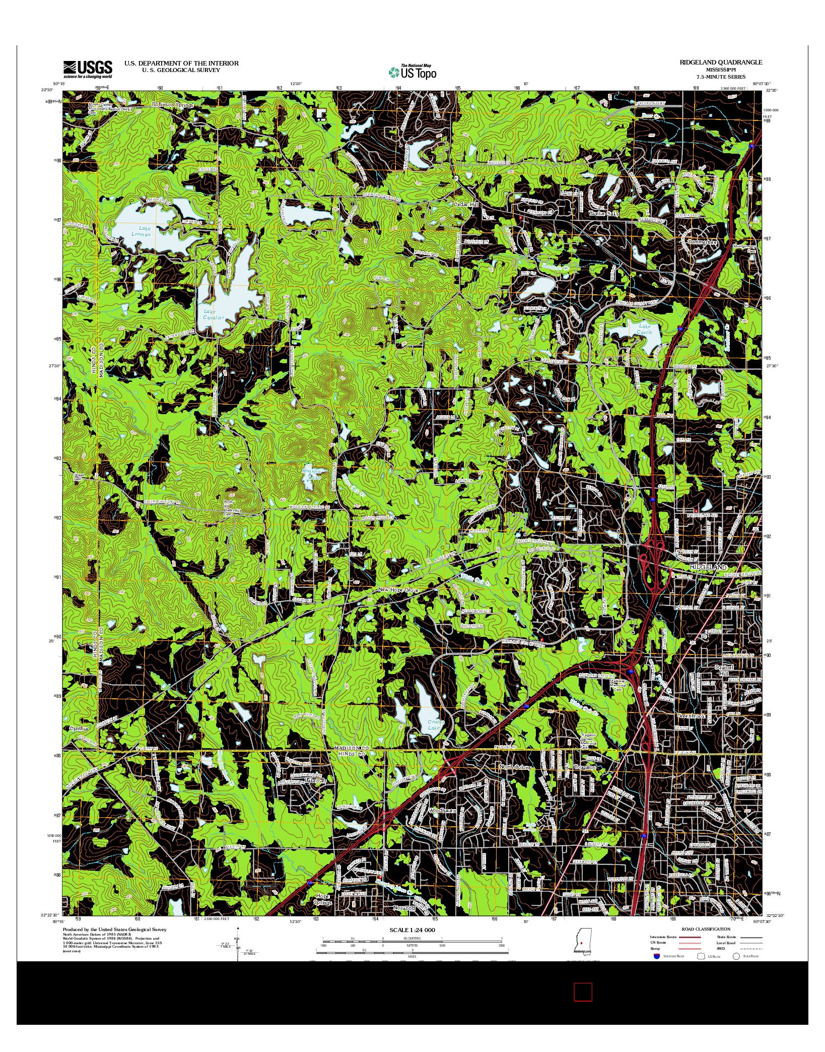 USGS US TOPO 7.5-MINUTE MAP FOR RIDGELAND, MS 2012