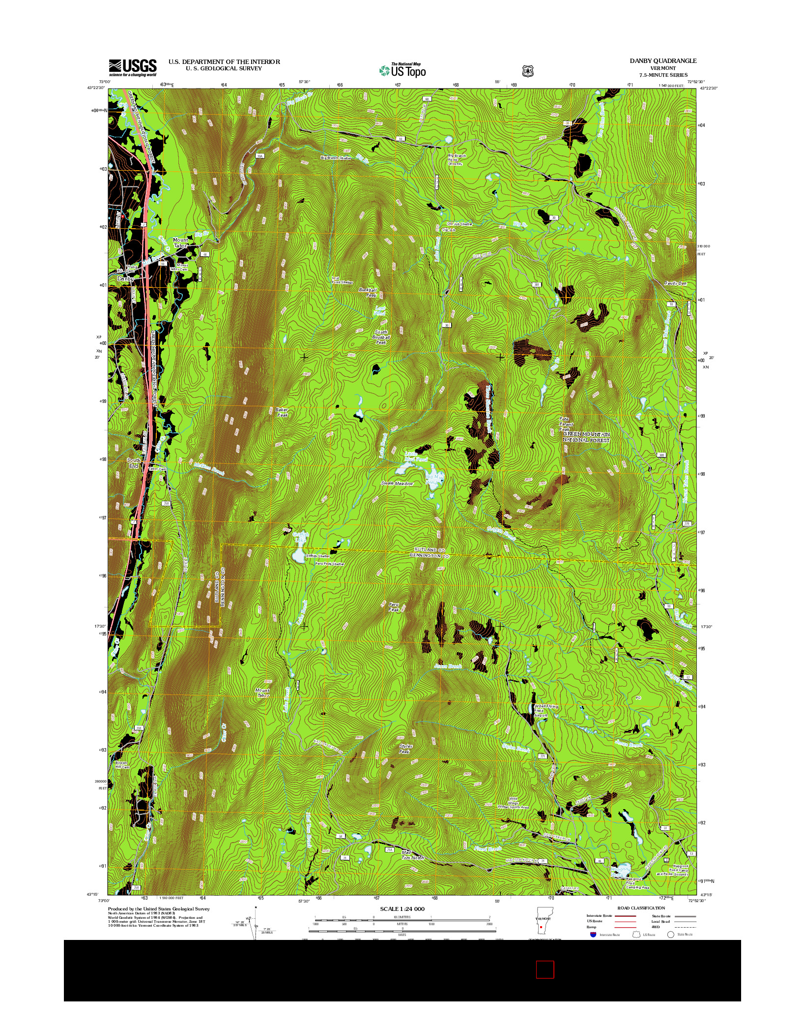 USGS US TOPO 7.5-MINUTE MAP FOR DANBY, VT 2012