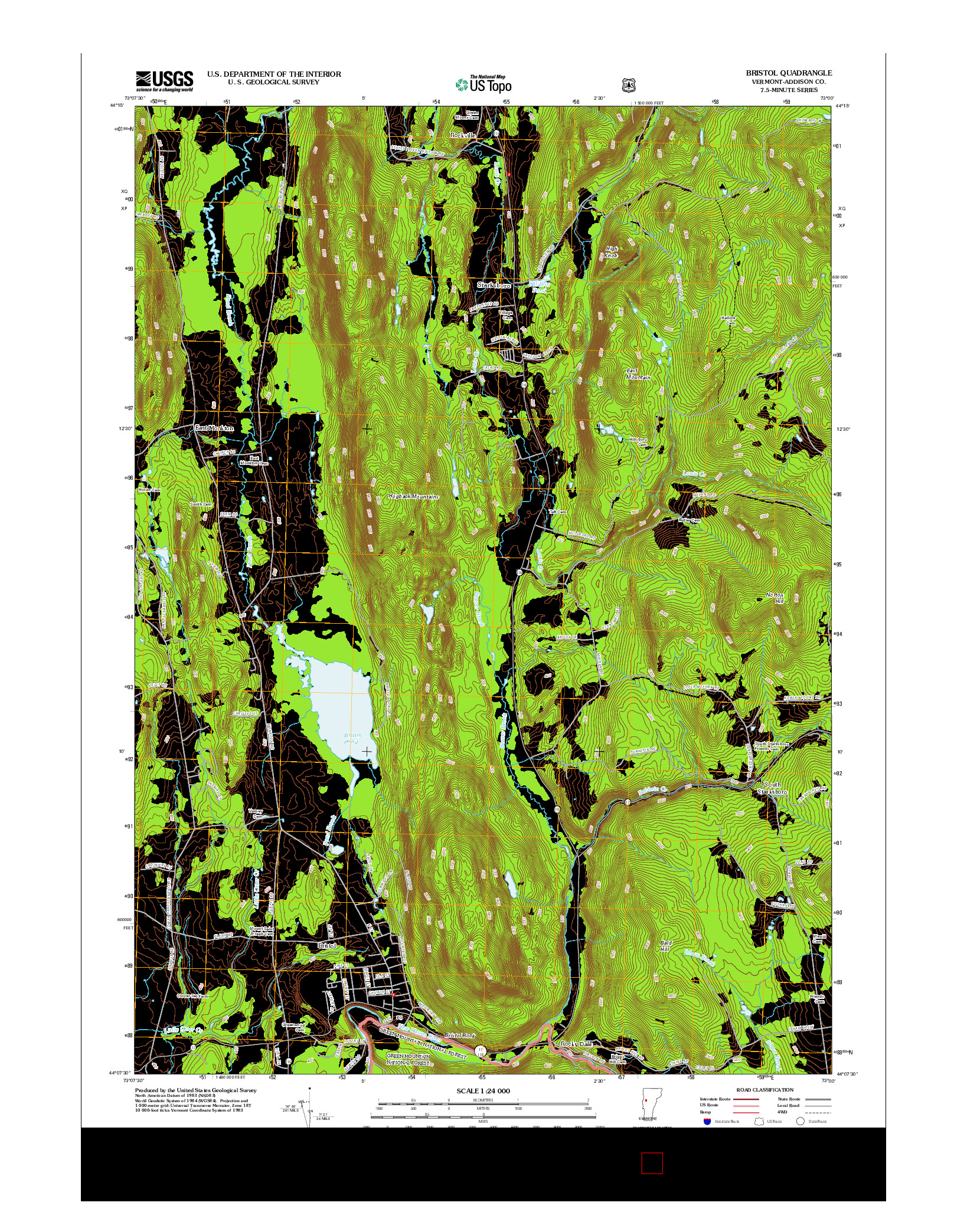 USGS US TOPO 7.5-MINUTE MAP FOR BRISTOL, VT 2012