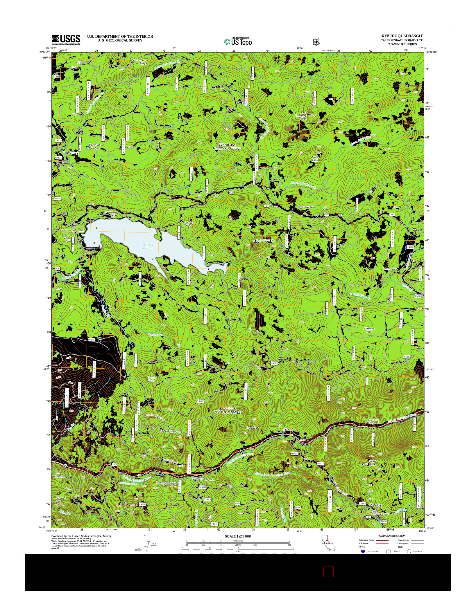 USGS US TOPO 7.5-MINUTE MAP FOR KYBURZ, CA 2012