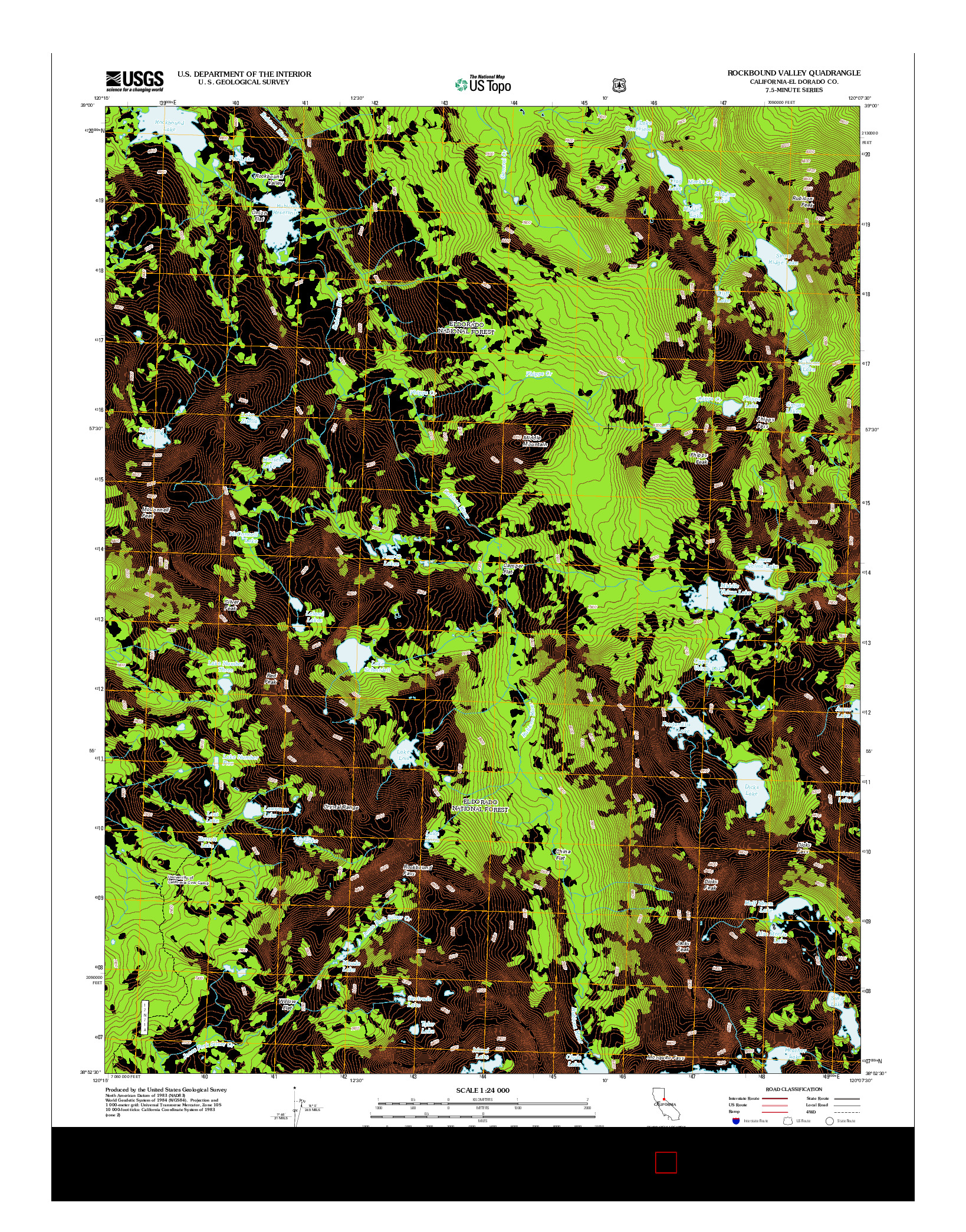 USGS US TOPO 7.5-MINUTE MAP FOR ROCKBOUND VALLEY, CA 2012