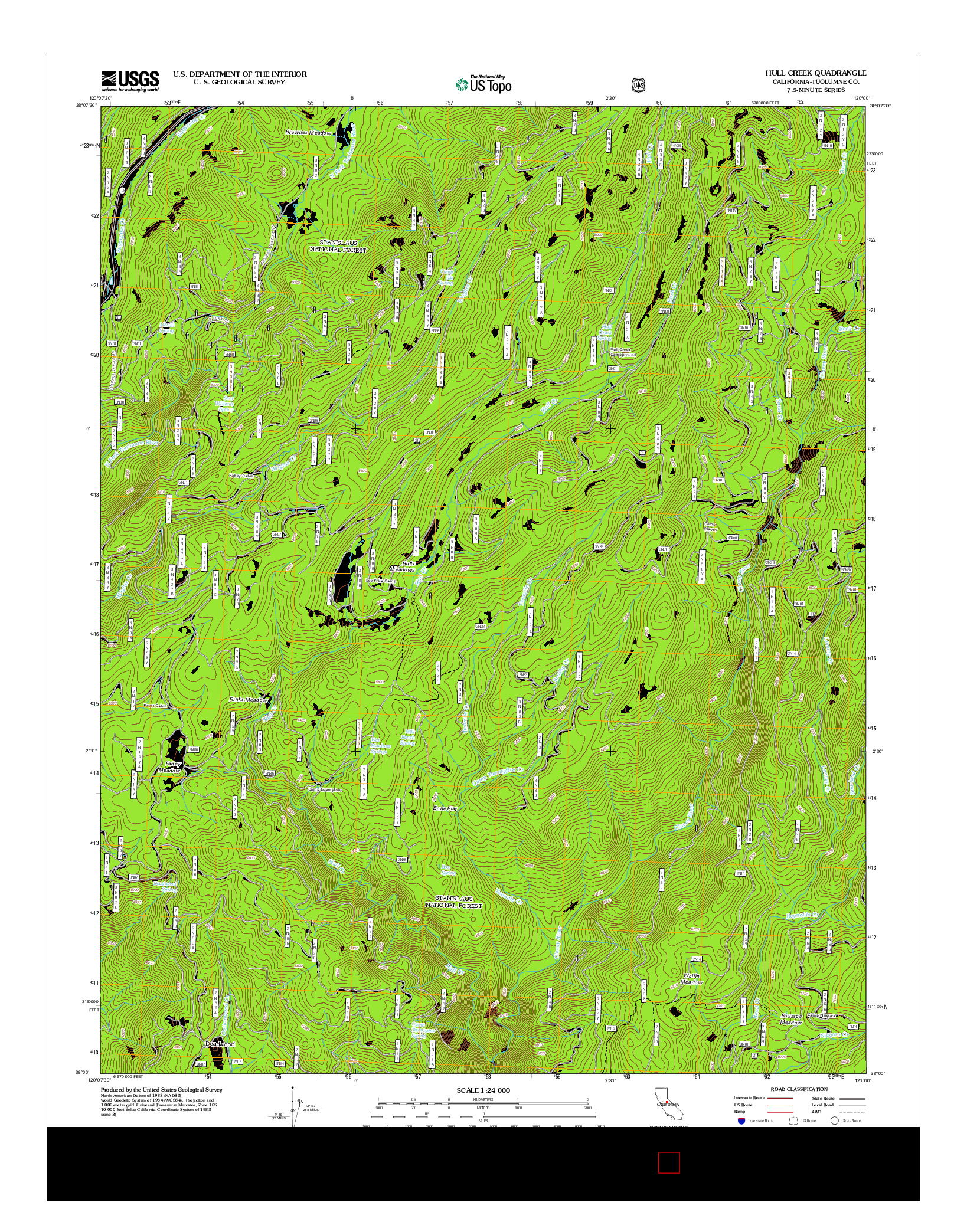 USGS US TOPO 7.5-MINUTE MAP FOR HULL CREEK, CA 2012