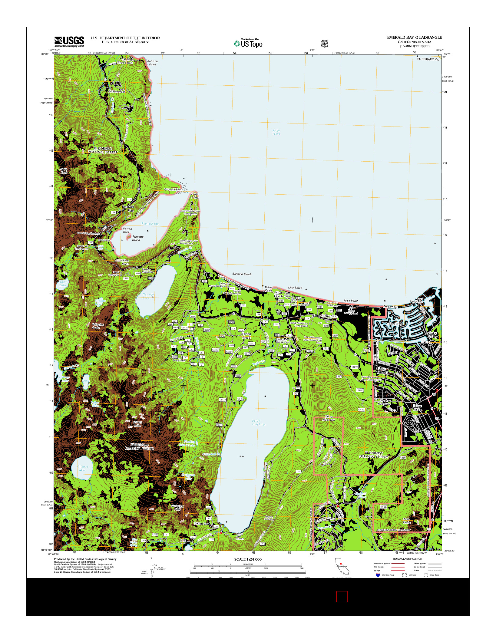 USGS US TOPO 7.5-MINUTE MAP FOR EMERALD BAY, CA-NV 2012