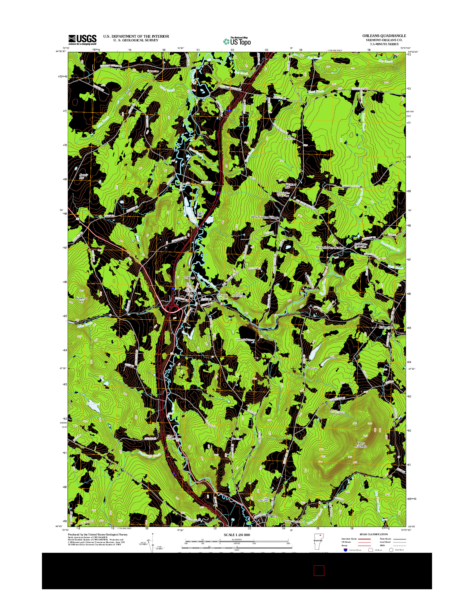 USGS US TOPO 7.5-MINUTE MAP FOR ORLEANS, VT 2012