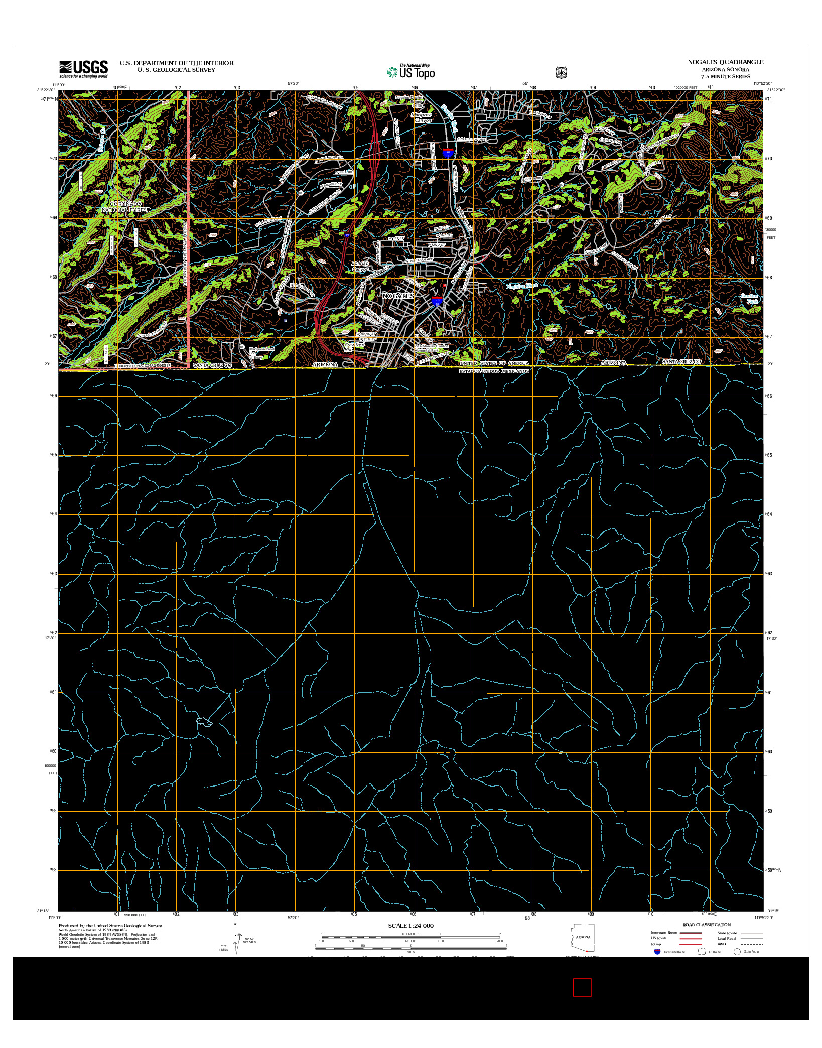 USGS US TOPO 7.5-MINUTE MAP FOR NOGALES, AZ-SON 2012