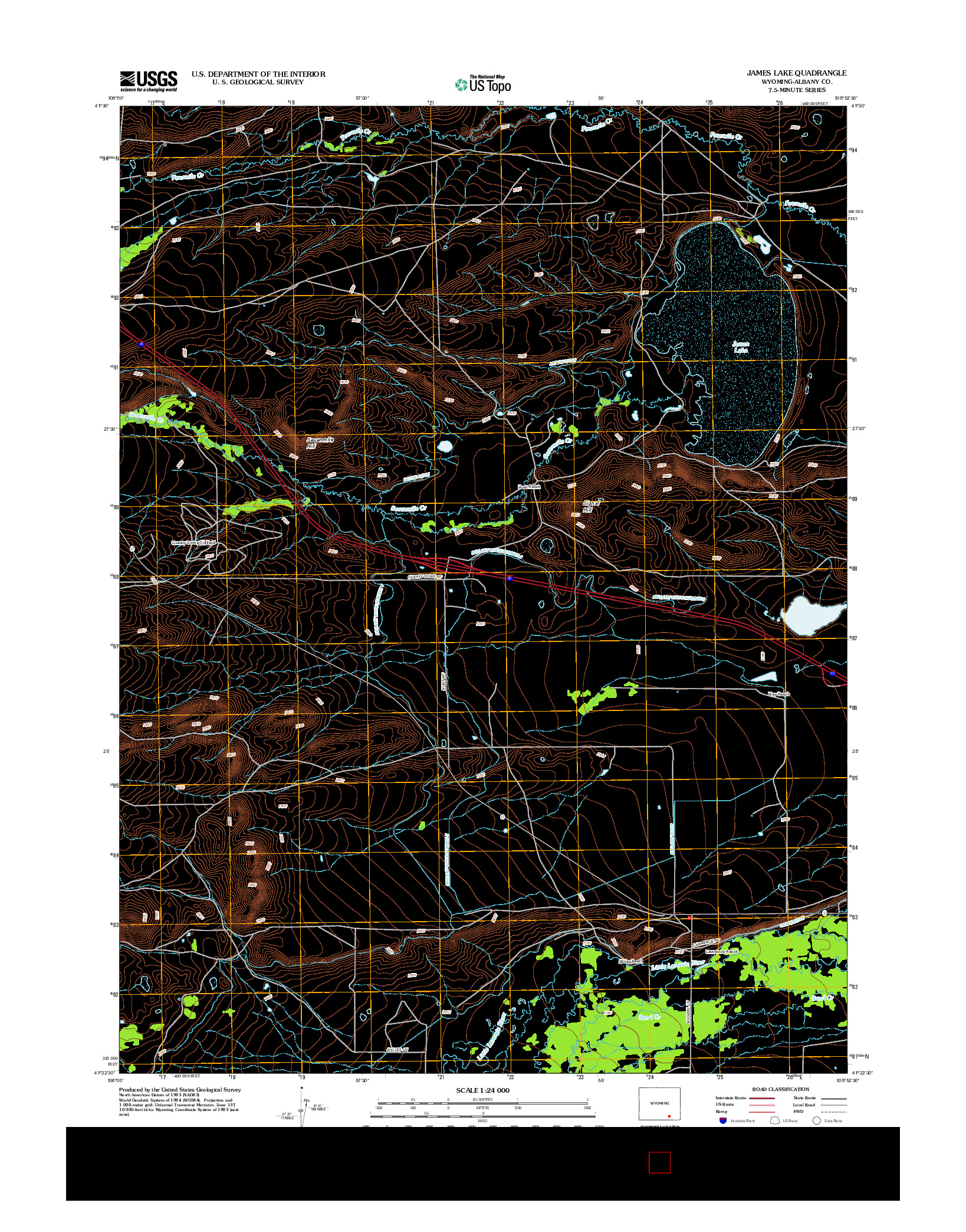 USGS US TOPO 7.5-MINUTE MAP FOR JAMES LAKE, WY 2012