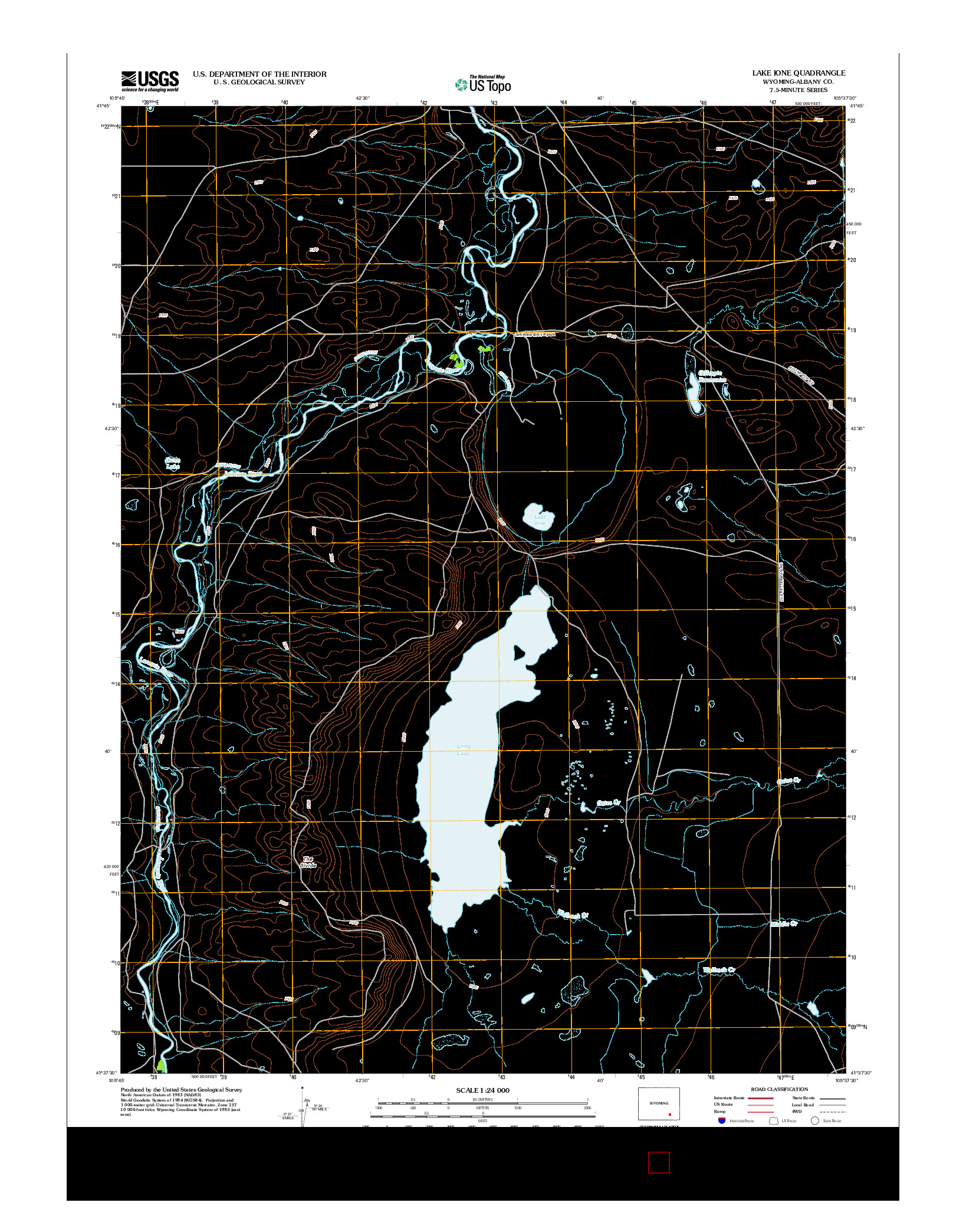 USGS US TOPO 7.5-MINUTE MAP FOR LAKE IONE, WY 2012