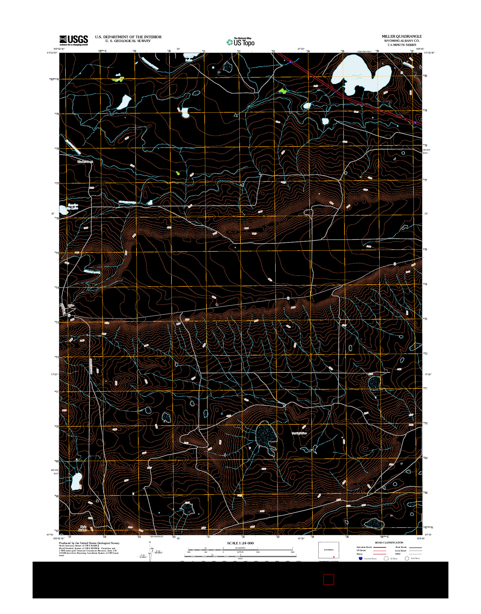 USGS US TOPO 7.5-MINUTE MAP FOR MILLER, WY 2012