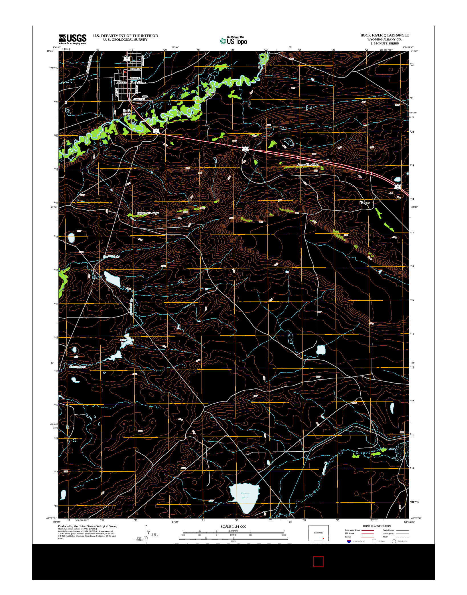 USGS US TOPO 7.5-MINUTE MAP FOR ROCK RIVER, WY 2012