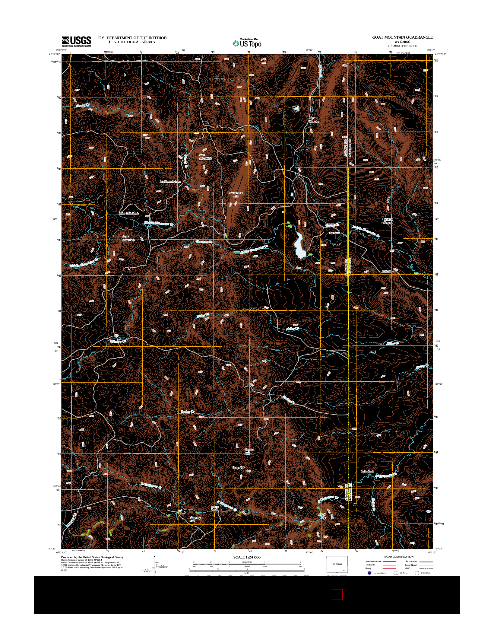 USGS US TOPO 7.5-MINUTE MAP FOR GOAT MOUNTAIN, WY 2012