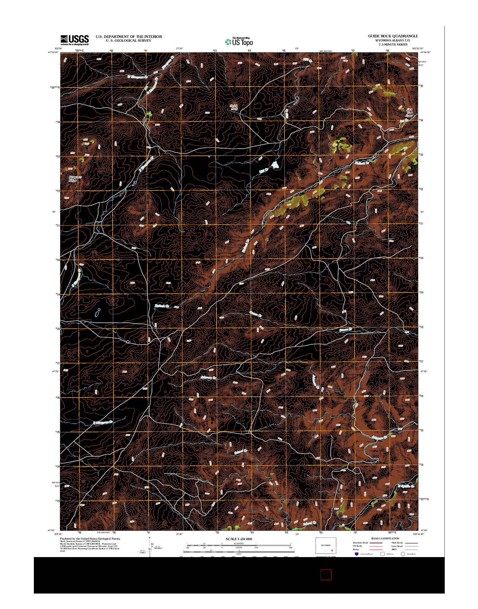 USGS US TOPO 7.5-MINUTE MAP FOR GUIDE ROCK, WY 2012