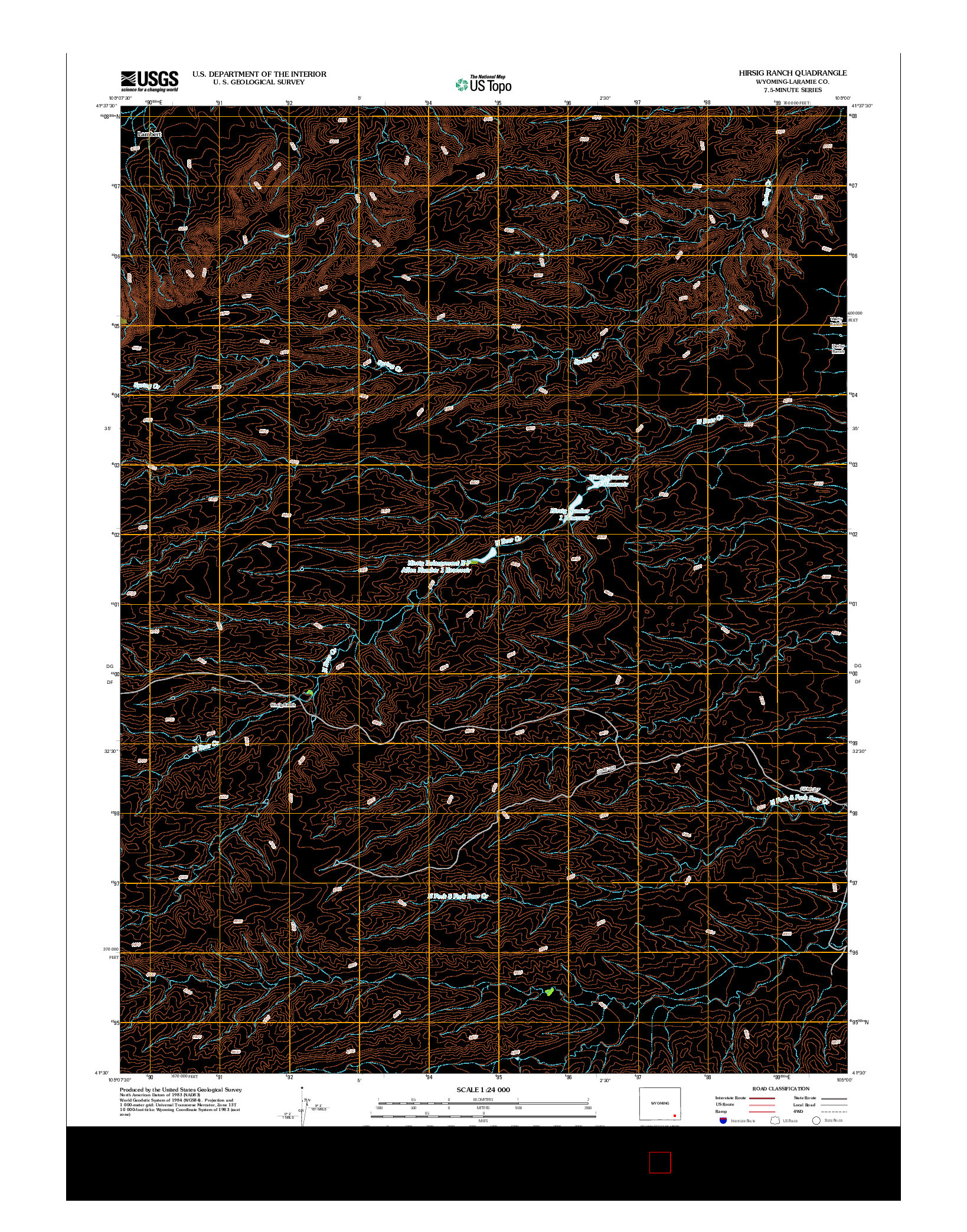 USGS US TOPO 7.5-MINUTE MAP FOR HIRSIG RANCH, WY 2012