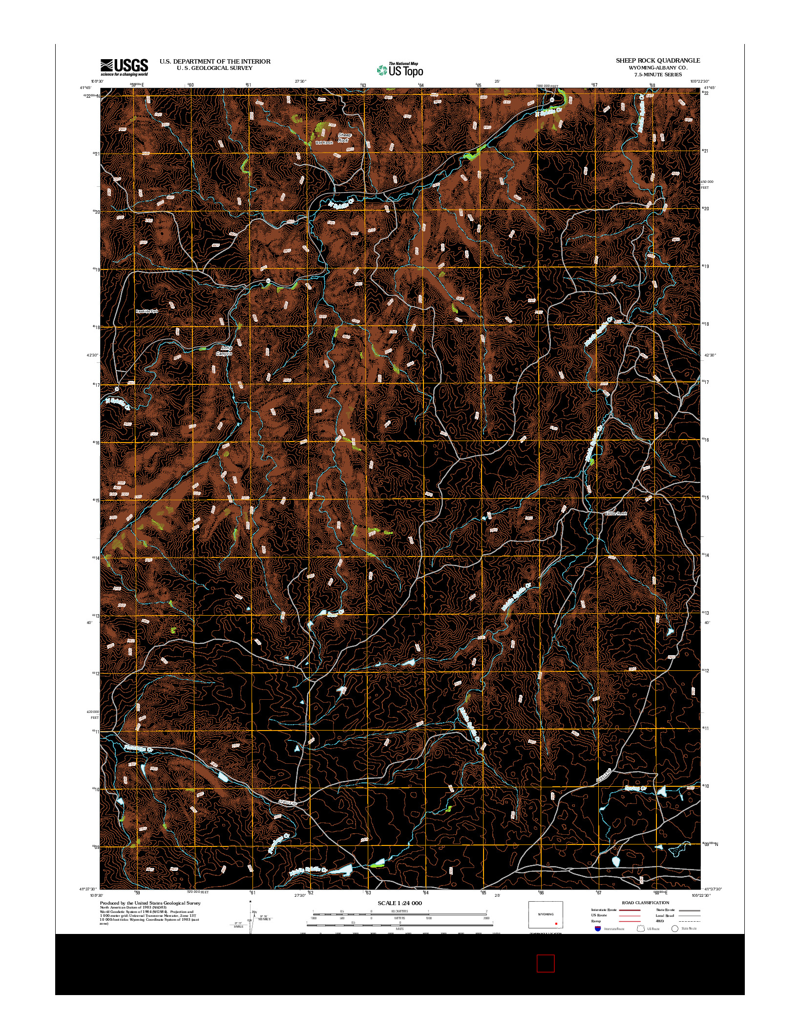 USGS US TOPO 7.5-MINUTE MAP FOR SHEEP ROCK, WY 2012