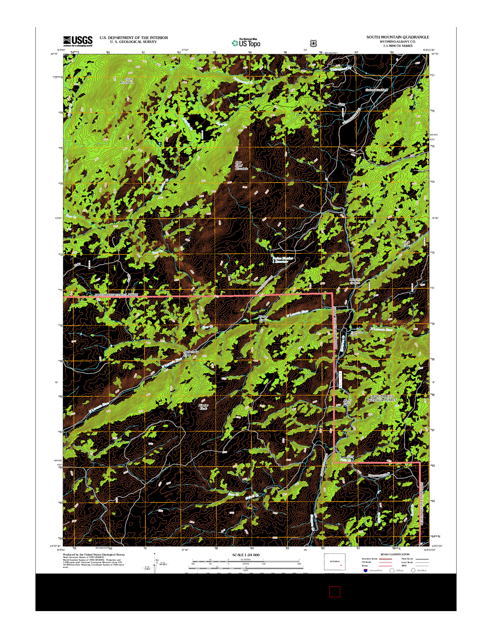 USGS US TOPO 7.5-MINUTE MAP FOR SOUTH MOUNTAIN, WY 2012