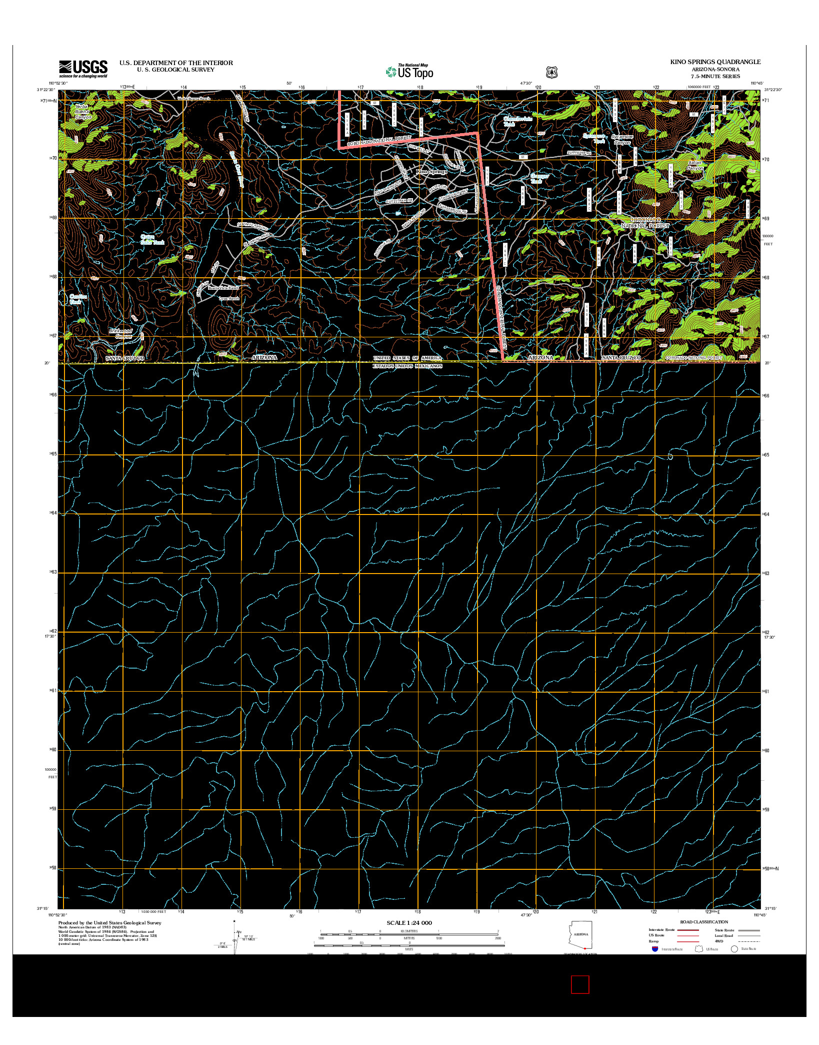 USGS US TOPO 7.5-MINUTE MAP FOR KINO SPRINGS, AZ-SON 2012