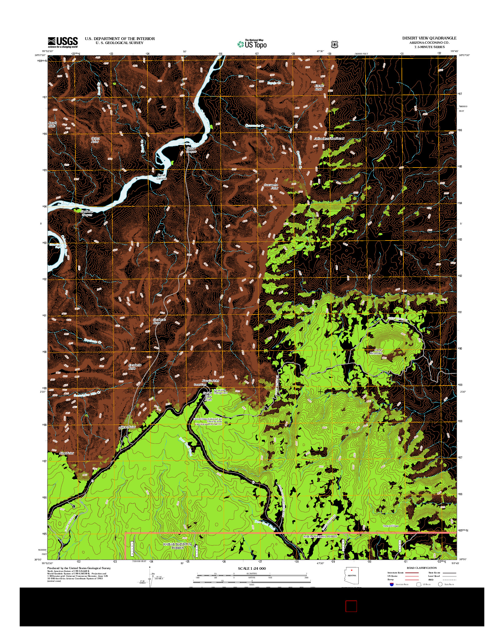 USGS US TOPO 7.5-MINUTE MAP FOR DESERT VIEW, AZ 2012