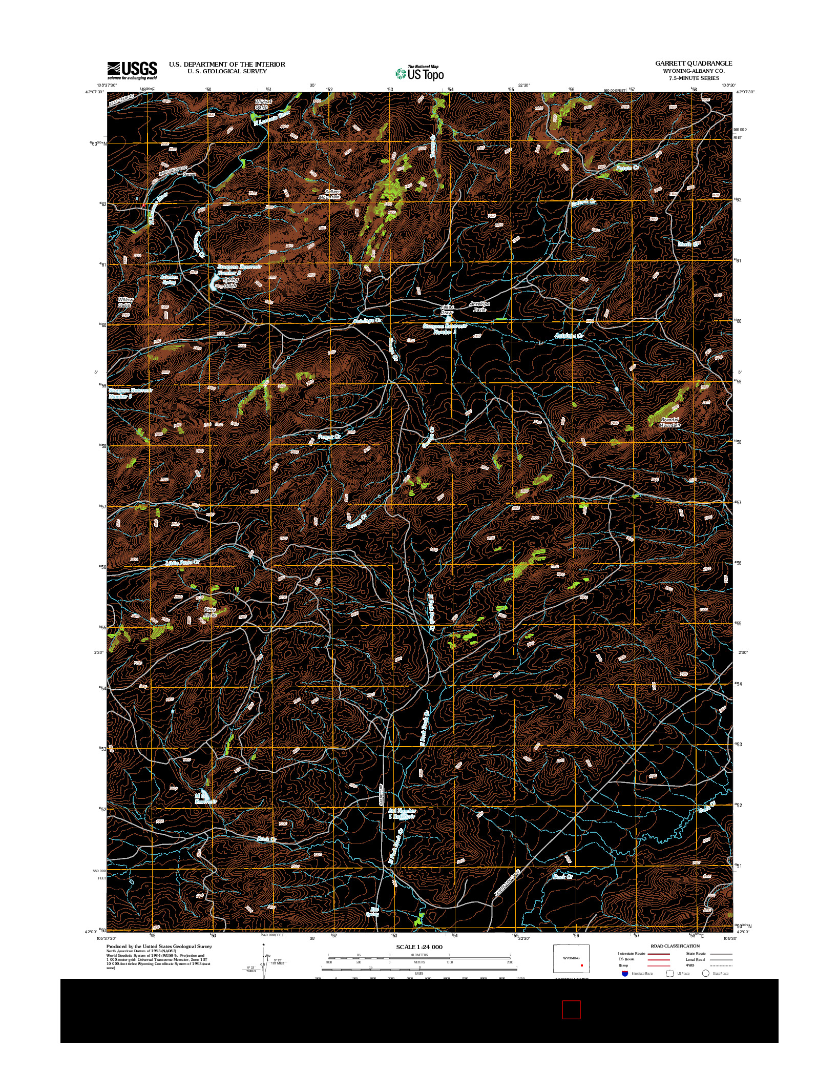 USGS US TOPO 7.5-MINUTE MAP FOR GARRETT, WY 2012