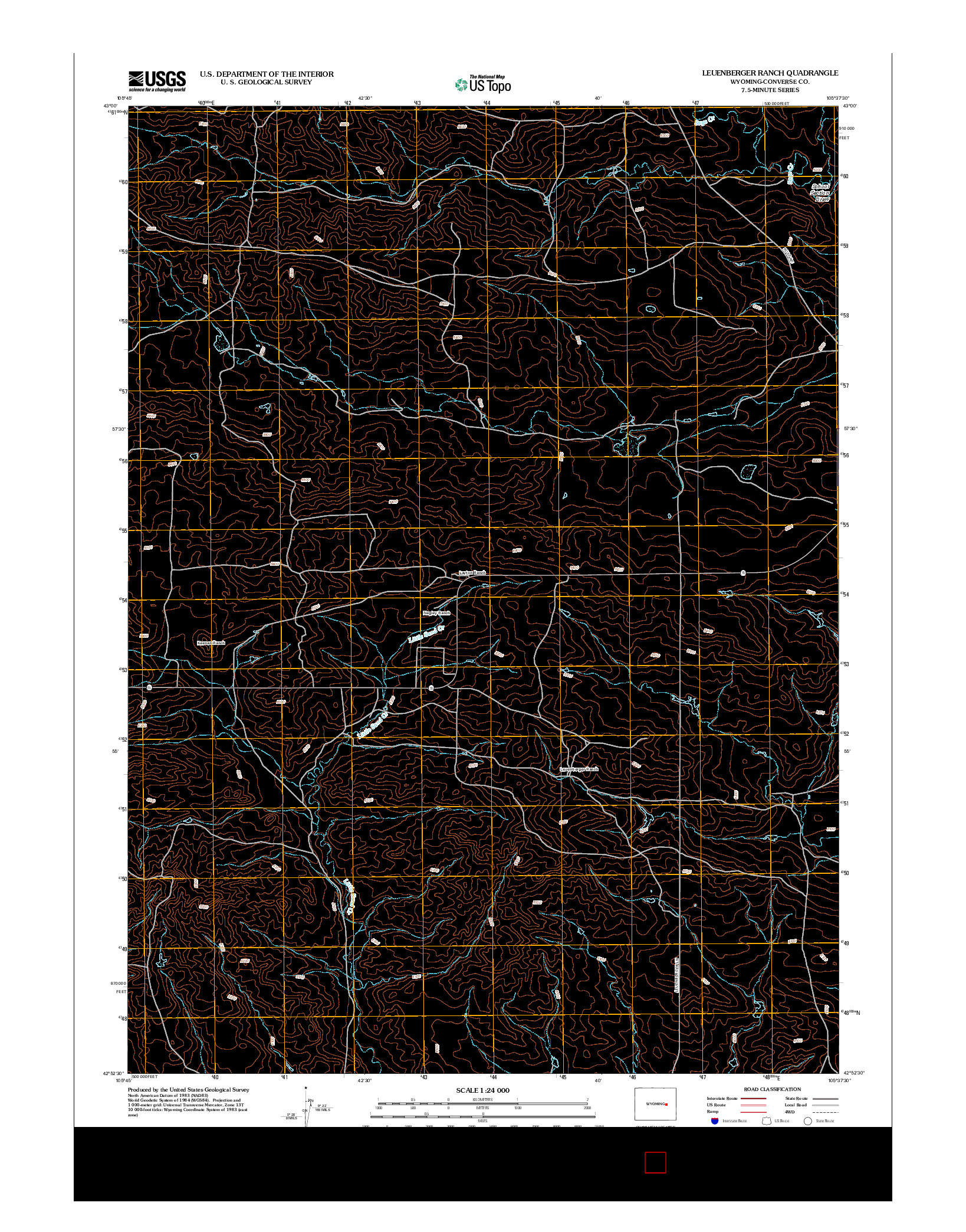 USGS US TOPO 7.5-MINUTE MAP FOR LEUENBERGER RANCH, WY 2012