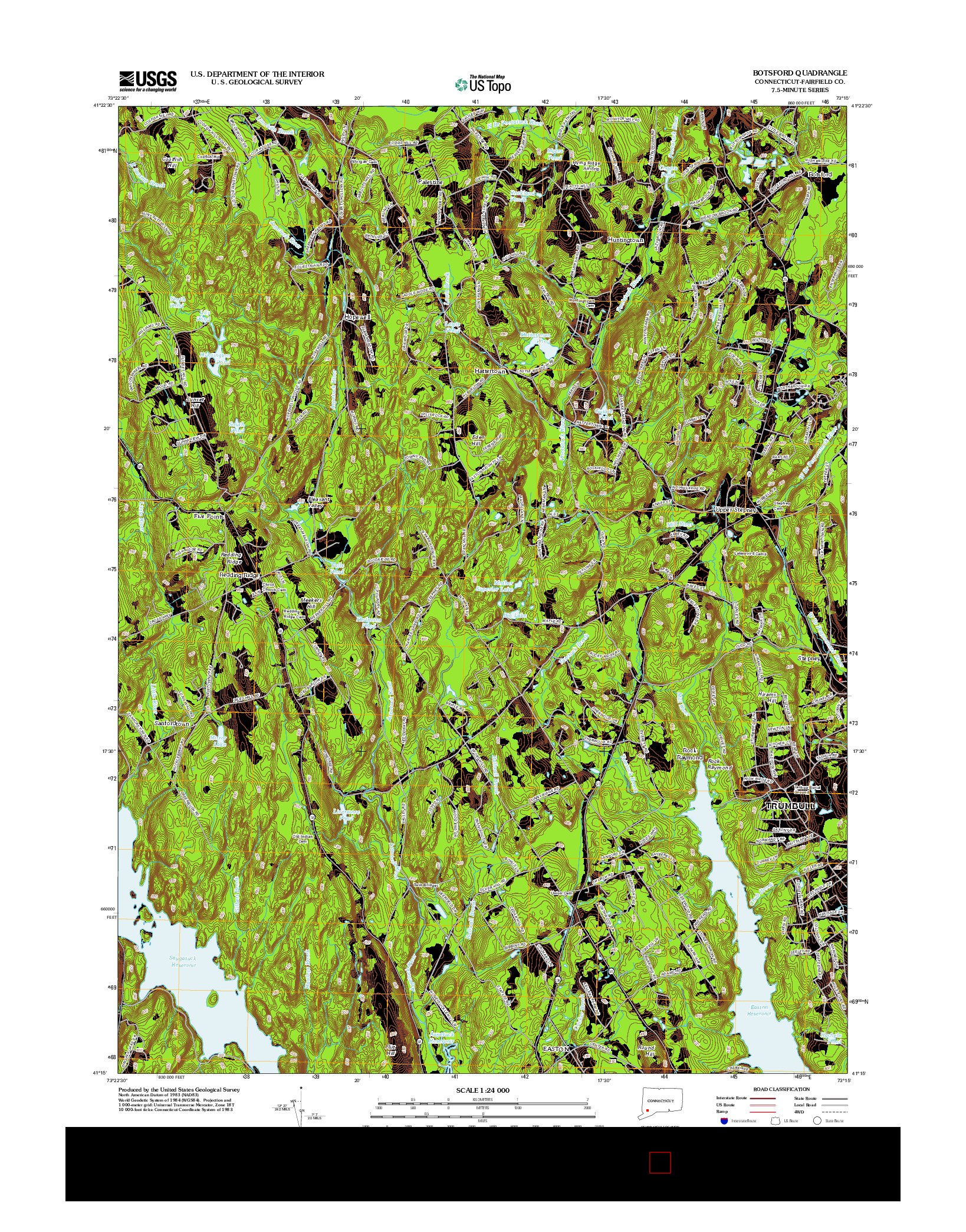 USGS US TOPO 7.5-MINUTE MAP FOR BOTSFORD, CT 2012