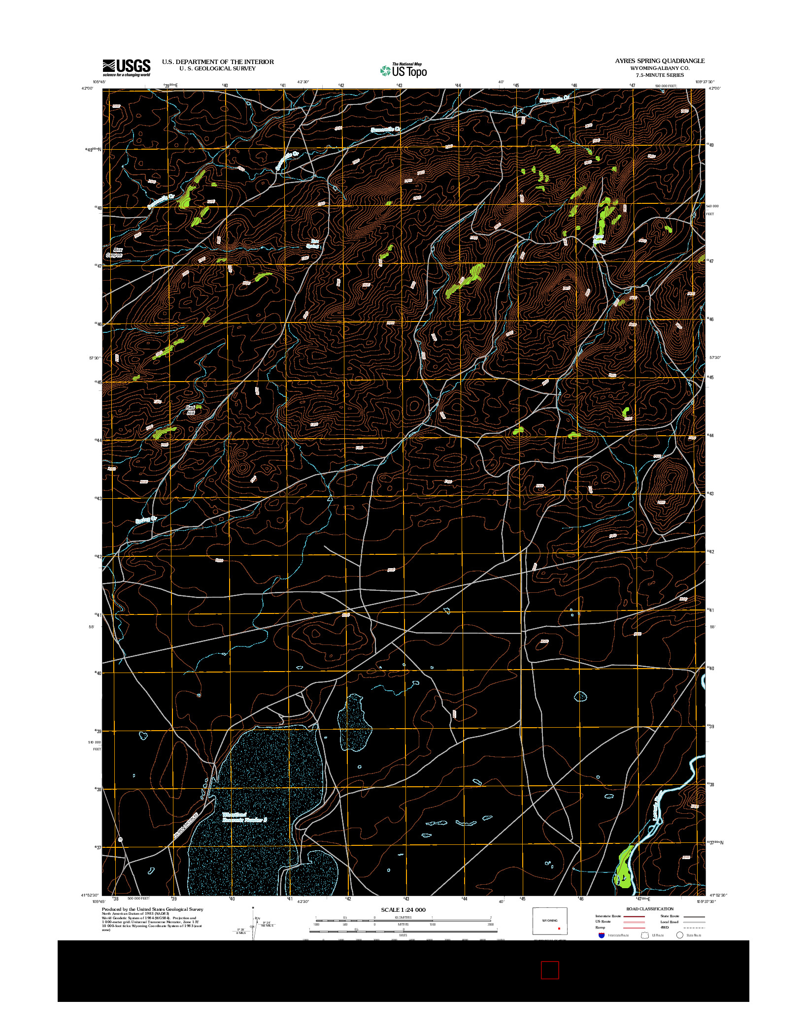 USGS US TOPO 7.5-MINUTE MAP FOR AYRES SPRING, WY 2012