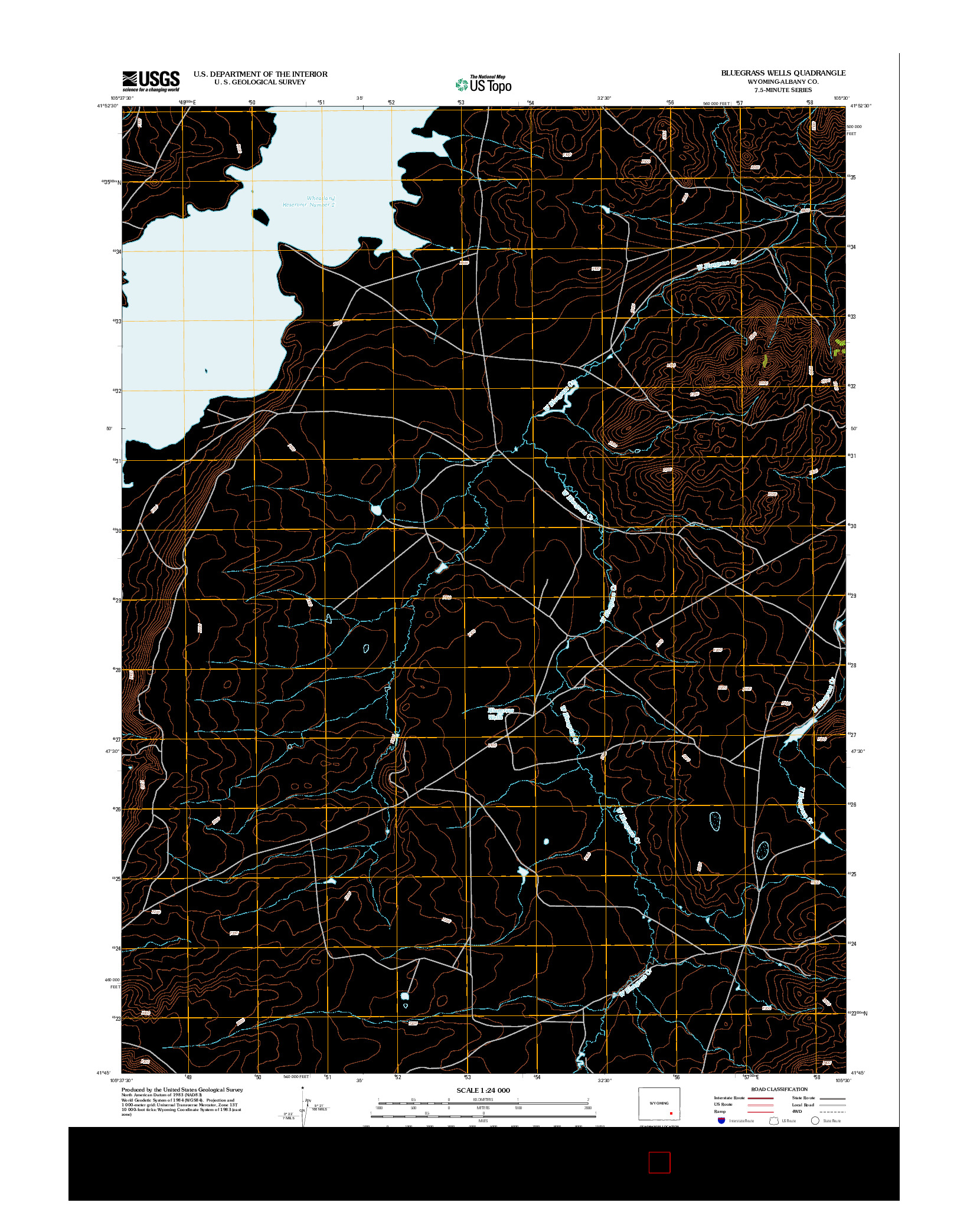 USGS US TOPO 7.5-MINUTE MAP FOR BLUEGRASS WELLS, WY 2012