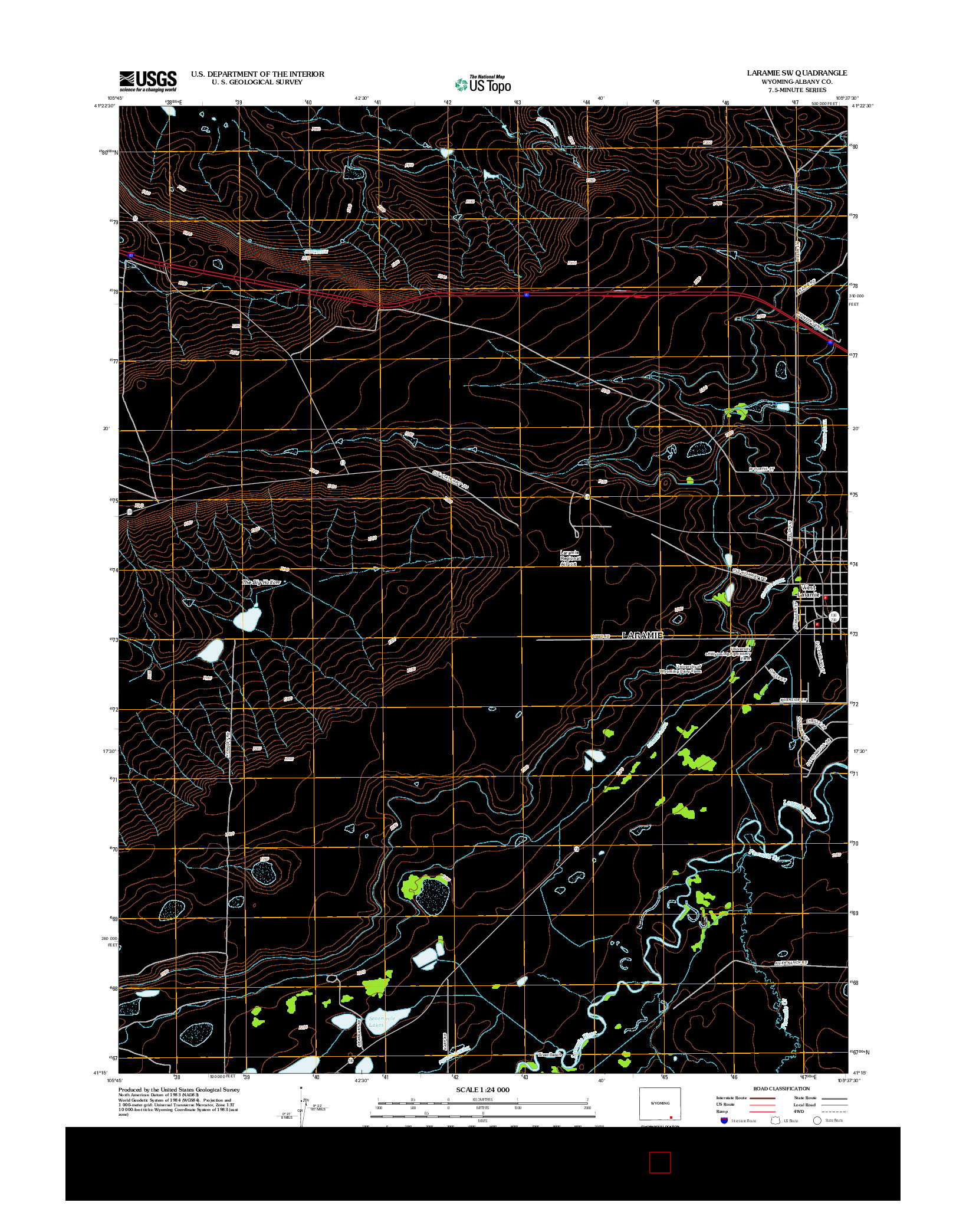 USGS US TOPO 7.5-MINUTE MAP FOR LARAMIE SW, WY 2012