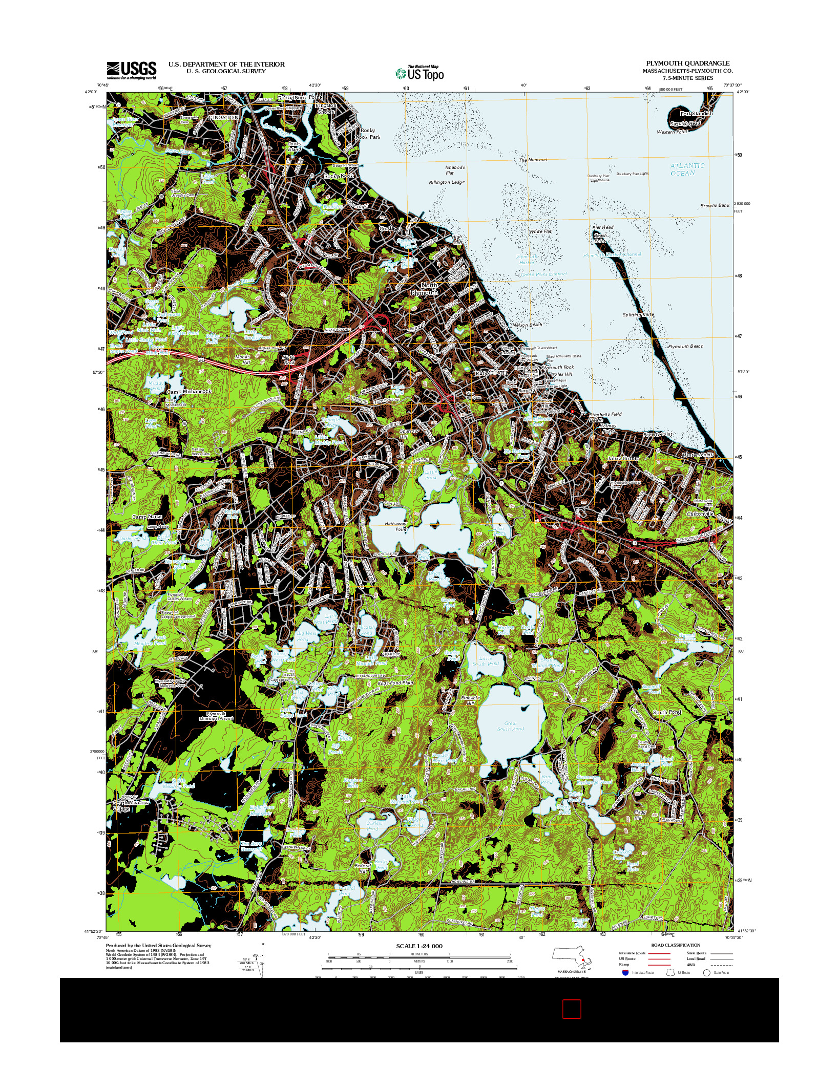 USGS US TOPO 7.5-MINUTE MAP FOR PLYMOUTH, MA 2012