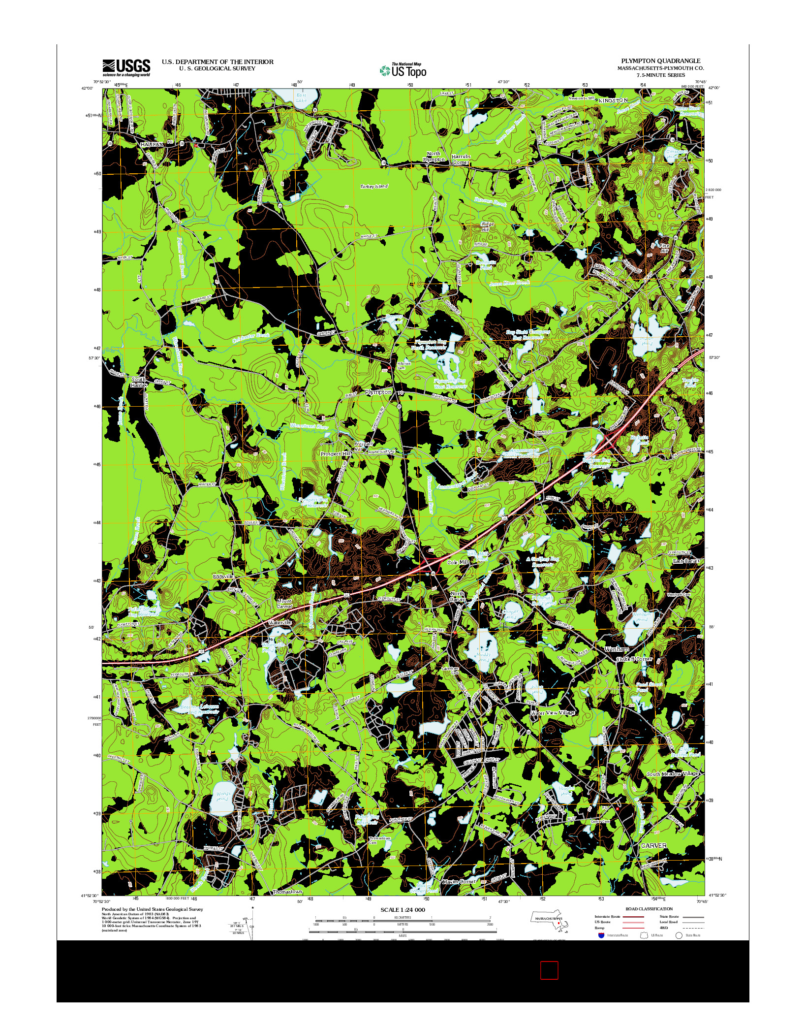 USGS US TOPO 7.5-MINUTE MAP FOR PLYMPTON, MA 2012