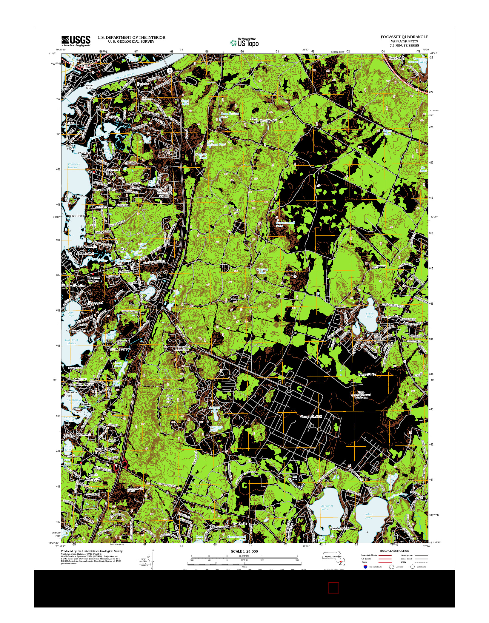 USGS US TOPO 7.5-MINUTE MAP FOR POCASSET, MA 2012