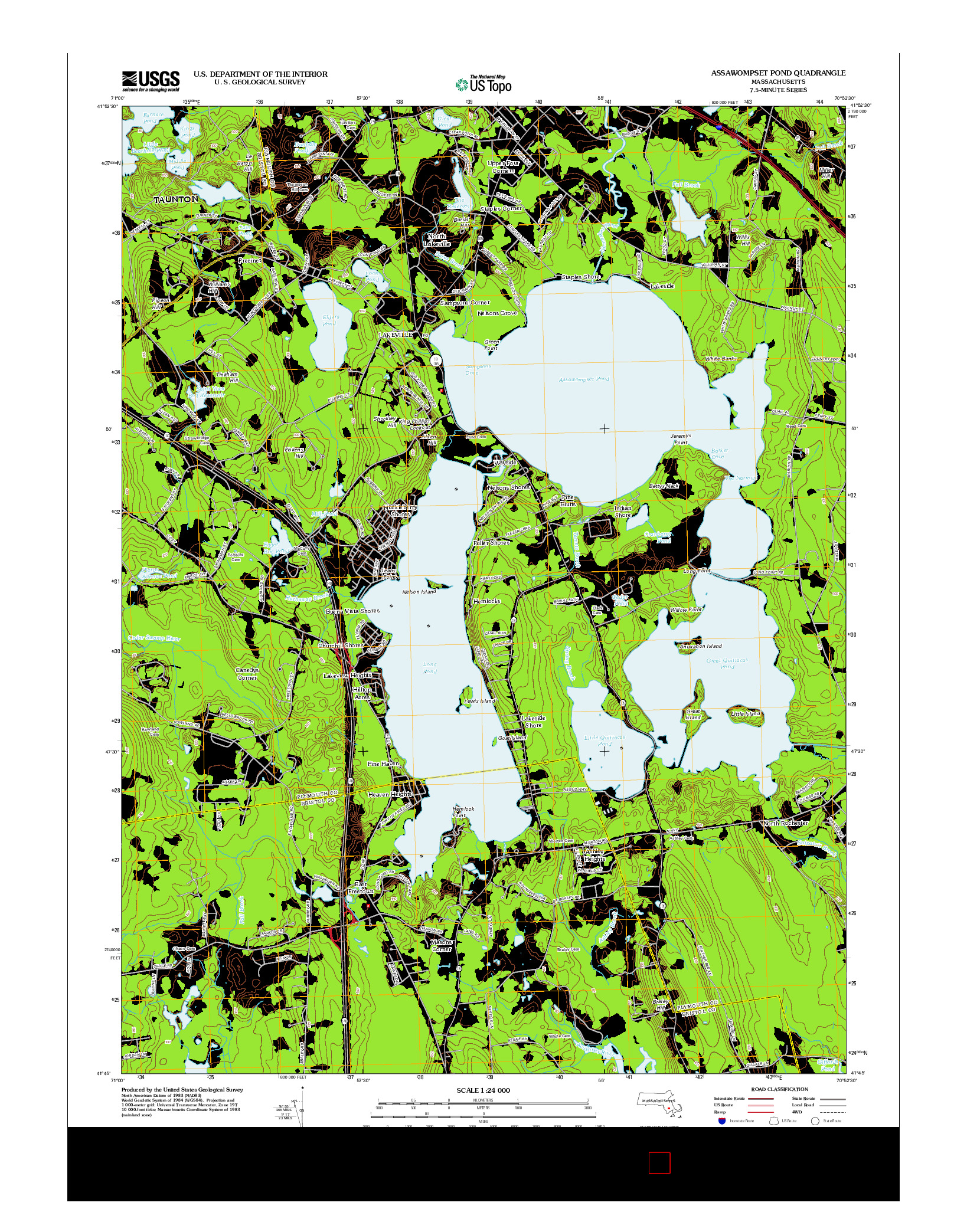 USGS US TOPO 7.5-MINUTE MAP FOR ASSAWOMPSET POND, MA 2012