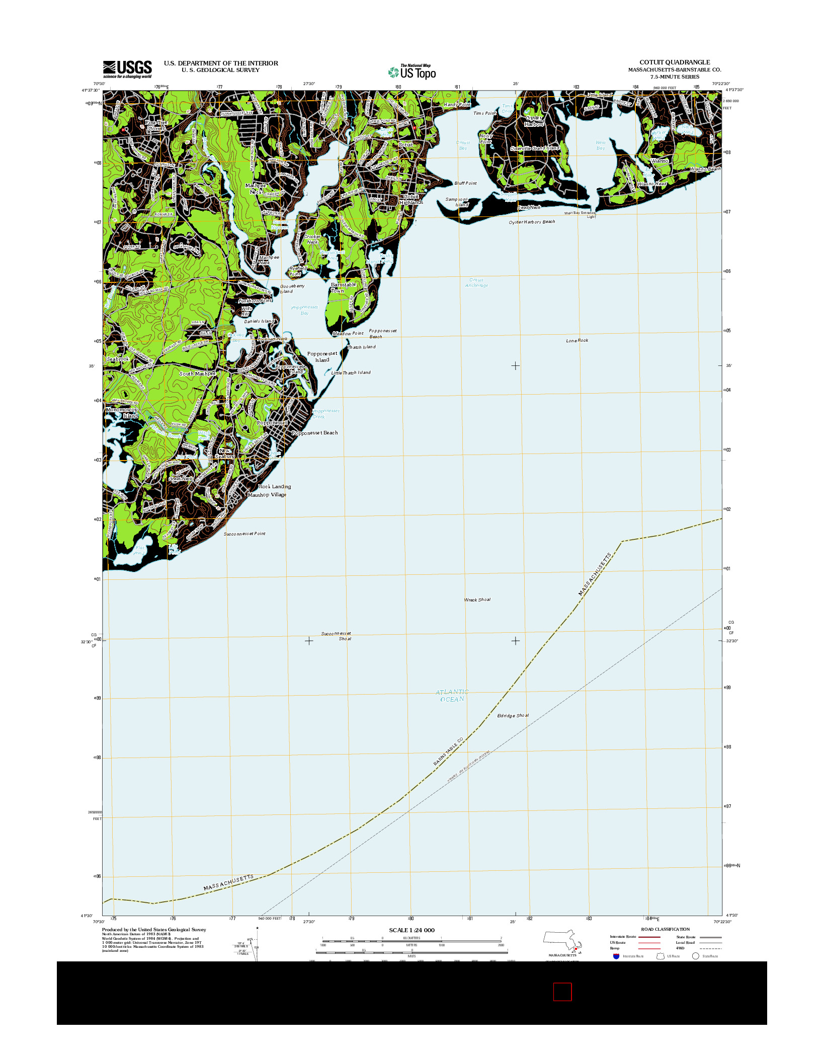 USGS US TOPO 7.5-MINUTE MAP FOR COTUIT, MA 2012