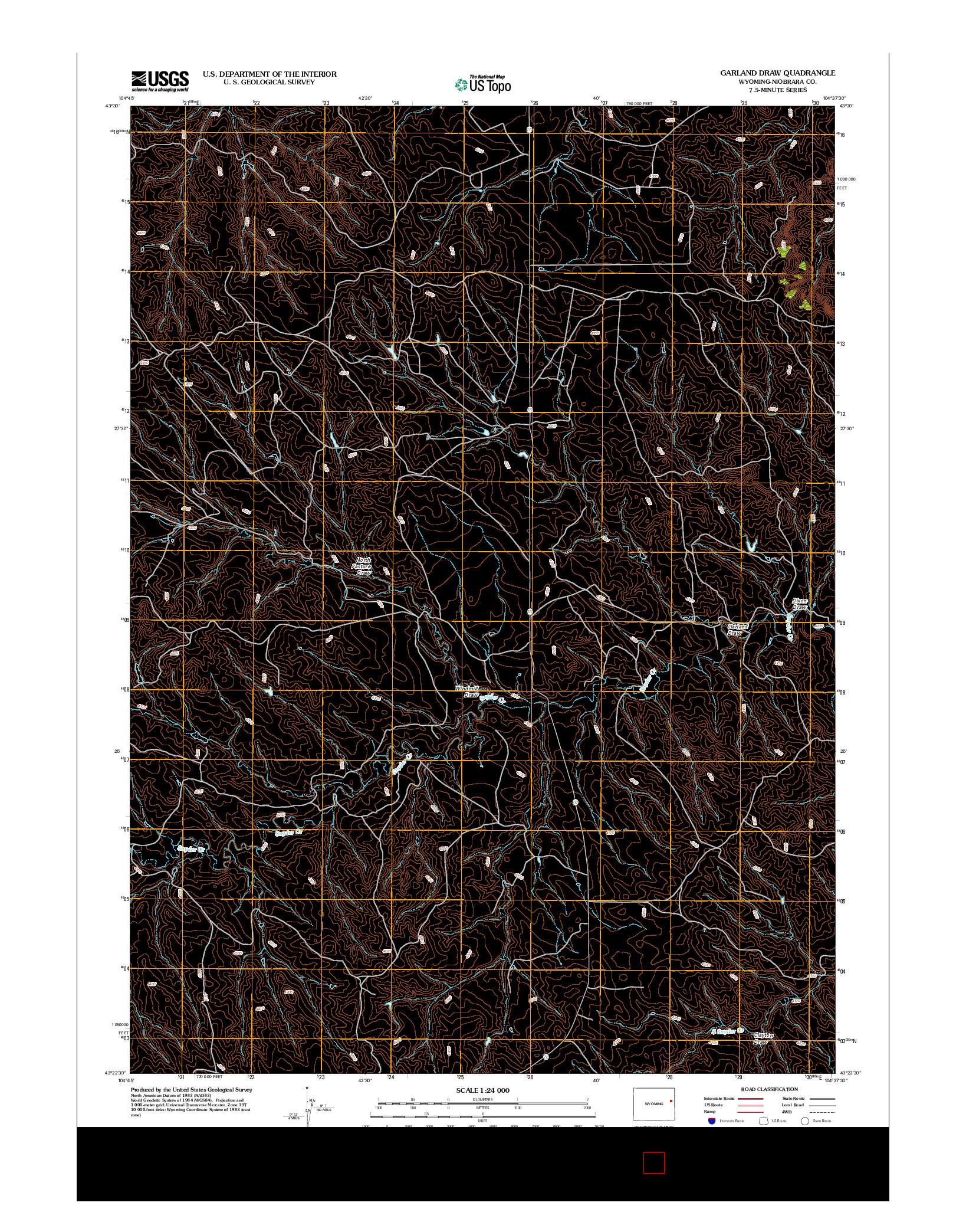 USGS US TOPO 7.5-MINUTE MAP FOR GARLAND DRAW, WY 2012