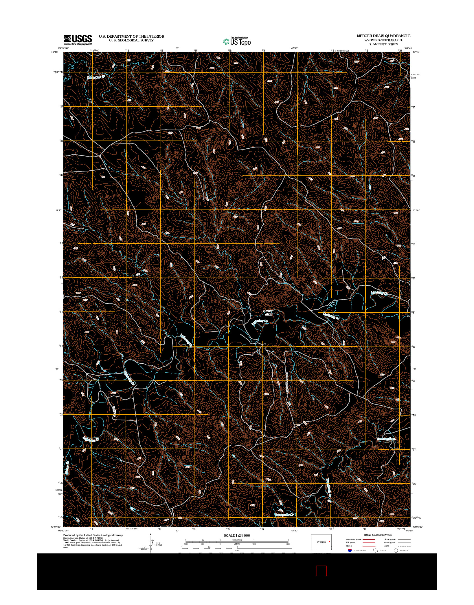 USGS US TOPO 7.5-MINUTE MAP FOR MERCER DRAW, WY 2012