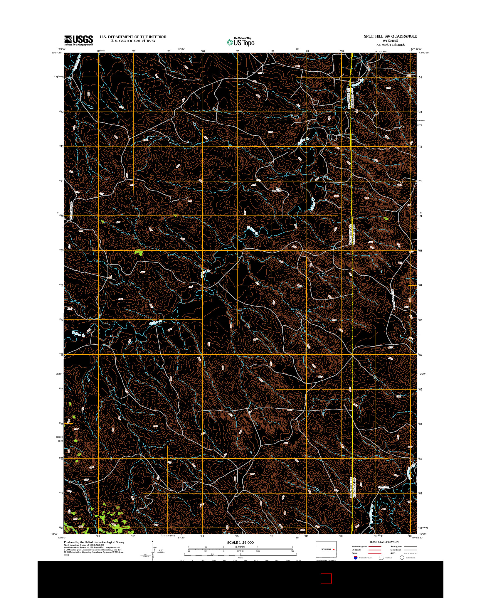 USGS US TOPO 7.5-MINUTE MAP FOR SPLIT HILL SW, WY 2012