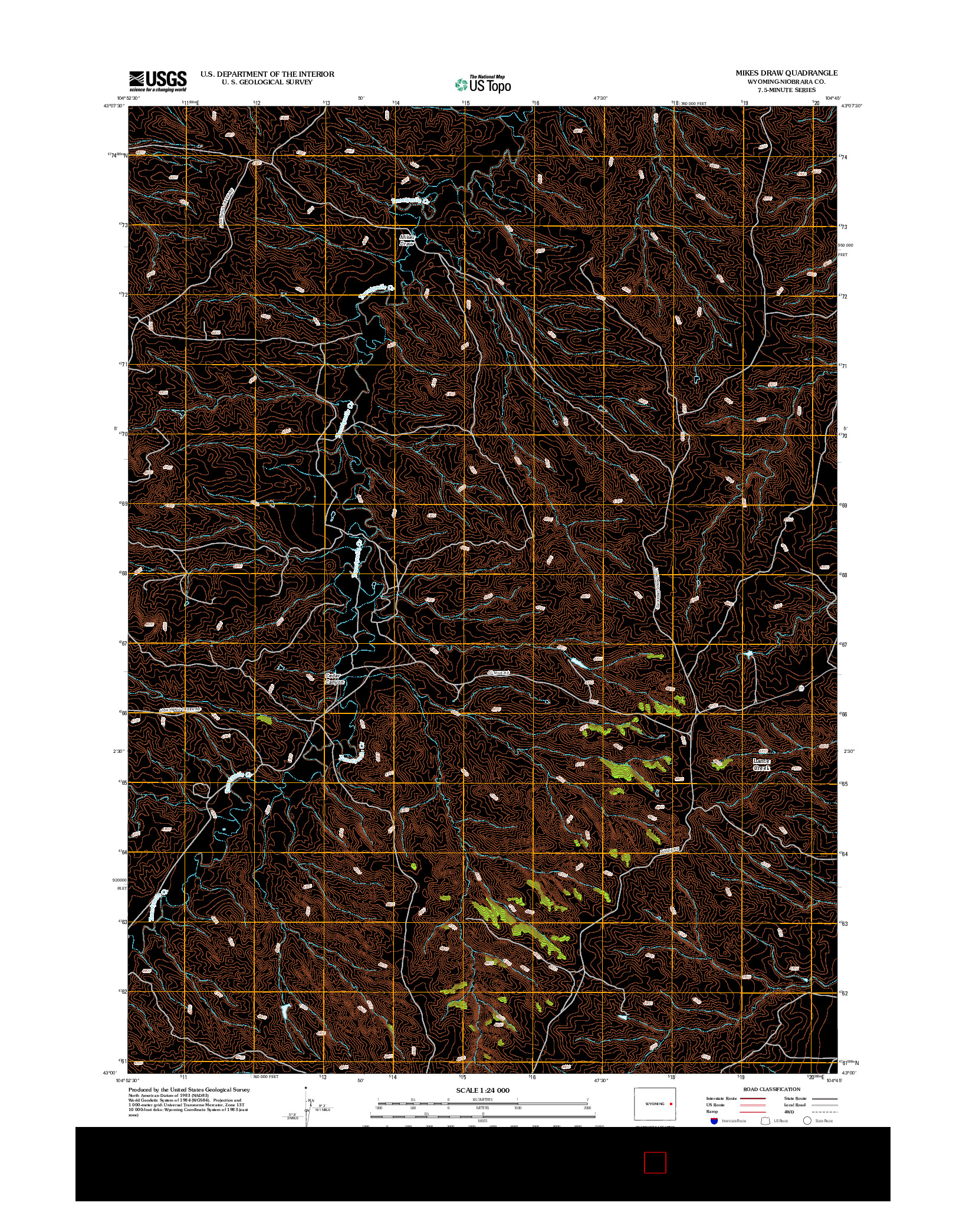 USGS US TOPO 7.5-MINUTE MAP FOR MIKES DRAW, WY 2012