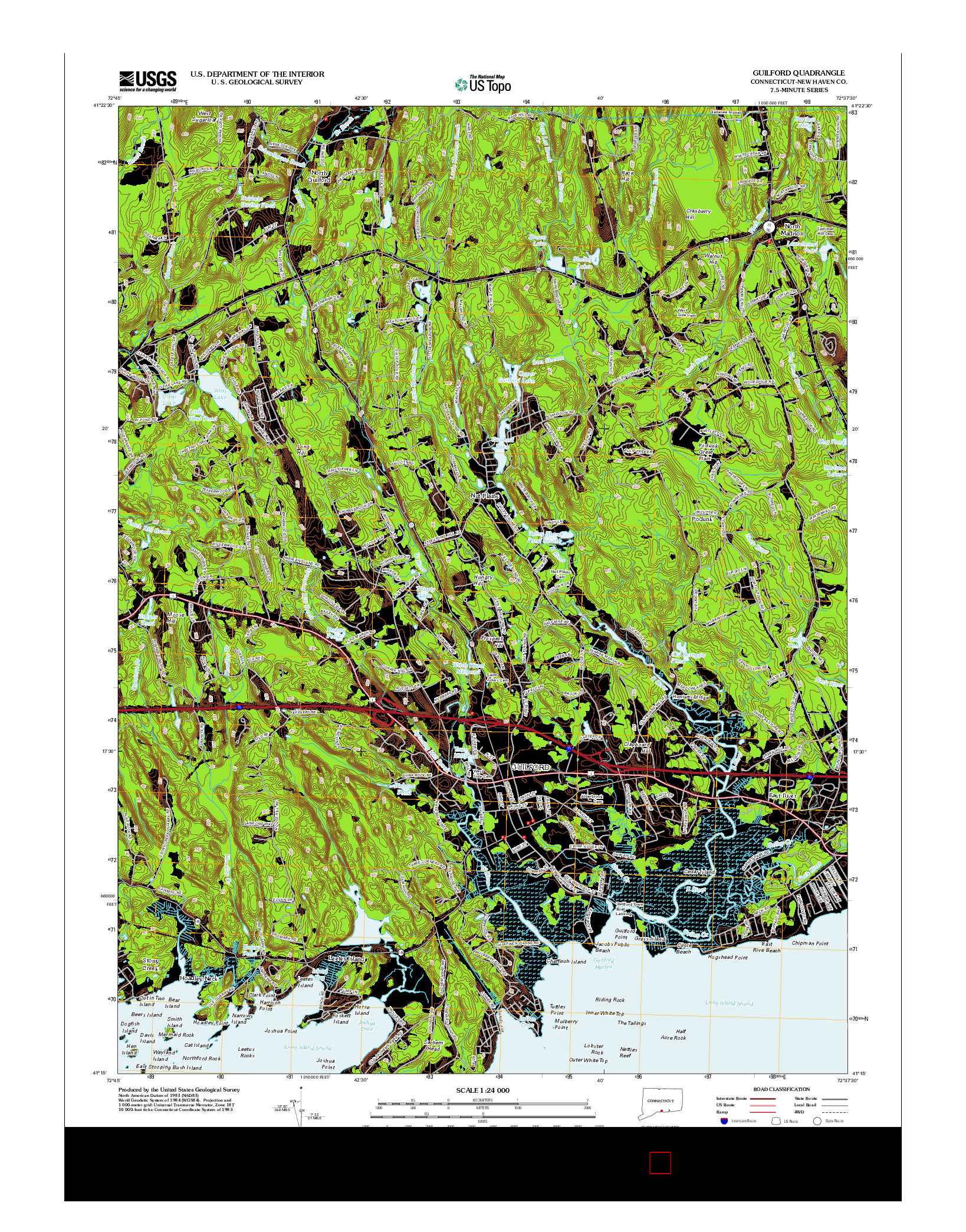 USGS US TOPO 7.5-MINUTE MAP FOR GUILFORD, CT 2012