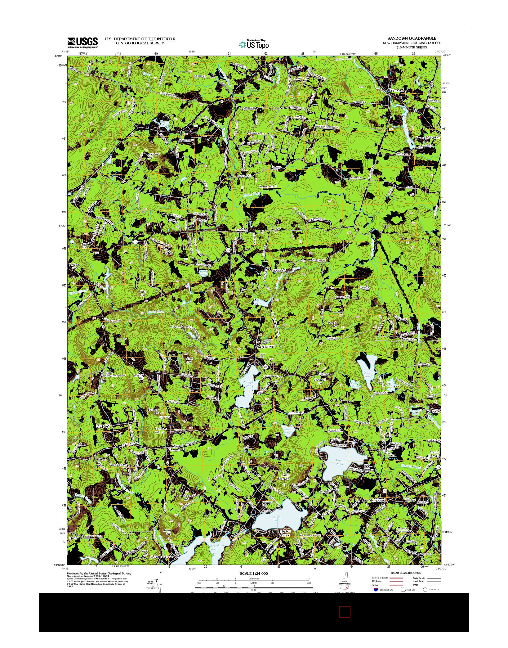 USGS US TOPO 7.5-MINUTE MAP FOR SANDOWN, NH 2012