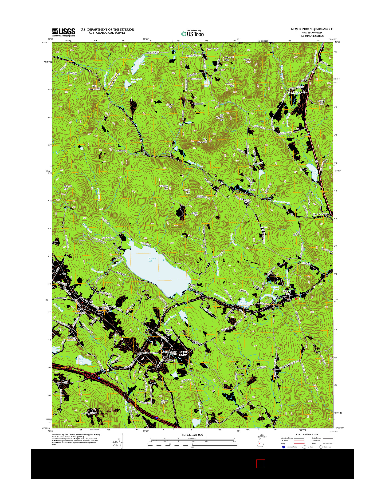 USGS US TOPO 7.5-MINUTE MAP FOR NEW LONDON, NH 2012