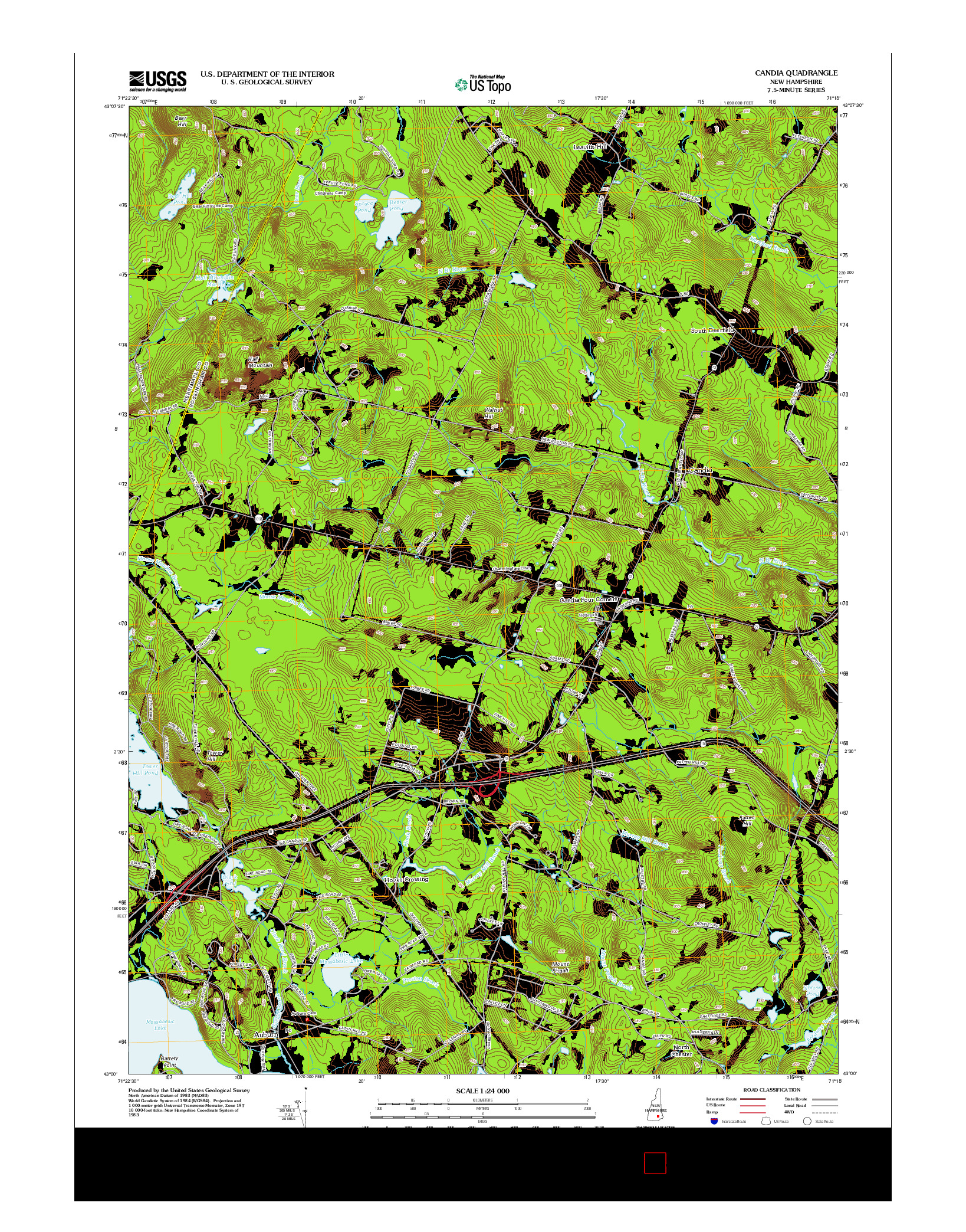 USGS US TOPO 7.5-MINUTE MAP FOR CANDIA, NH 2012