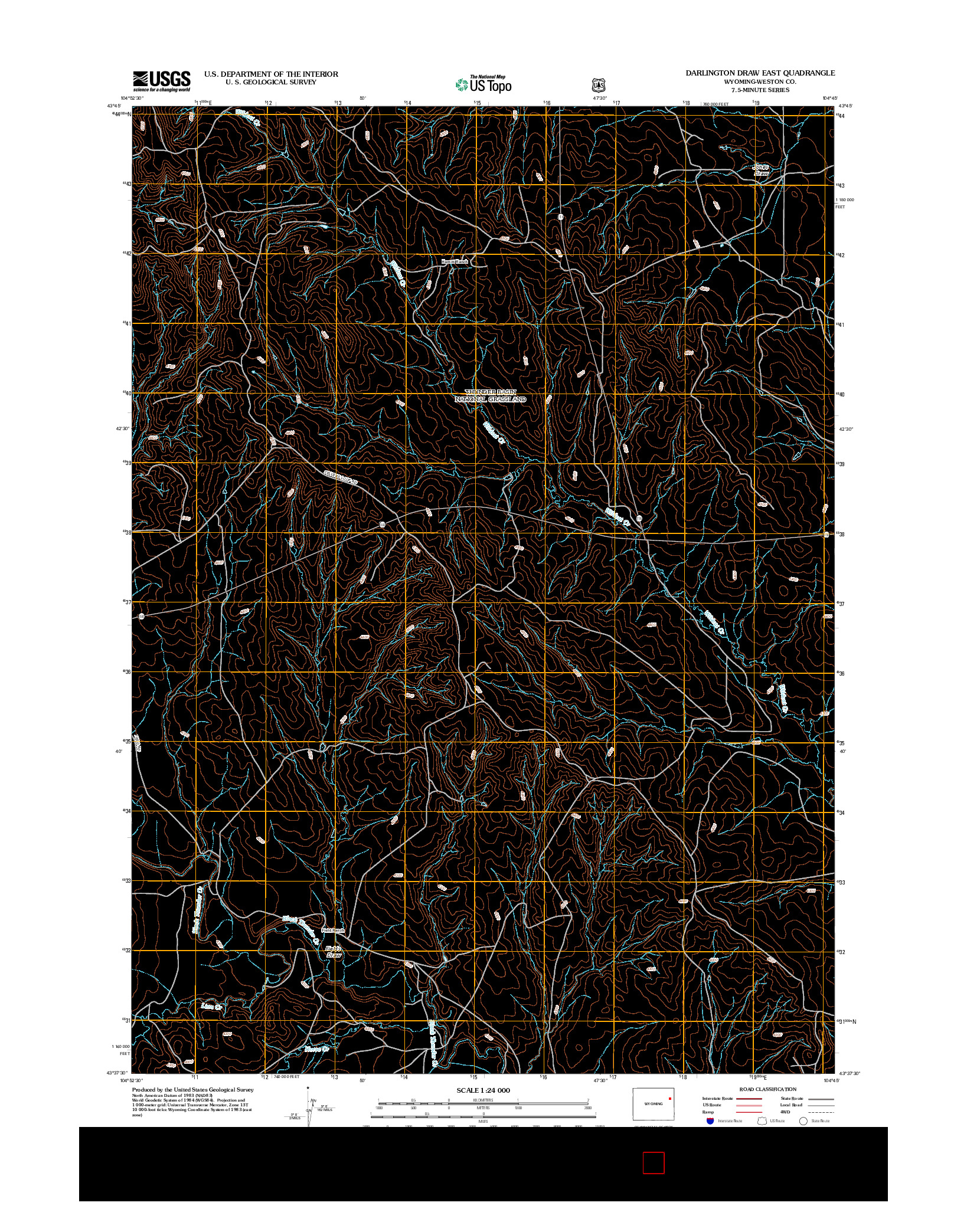 USGS US TOPO 7.5-MINUTE MAP FOR DARLINGTON DRAW EAST, WY 2012