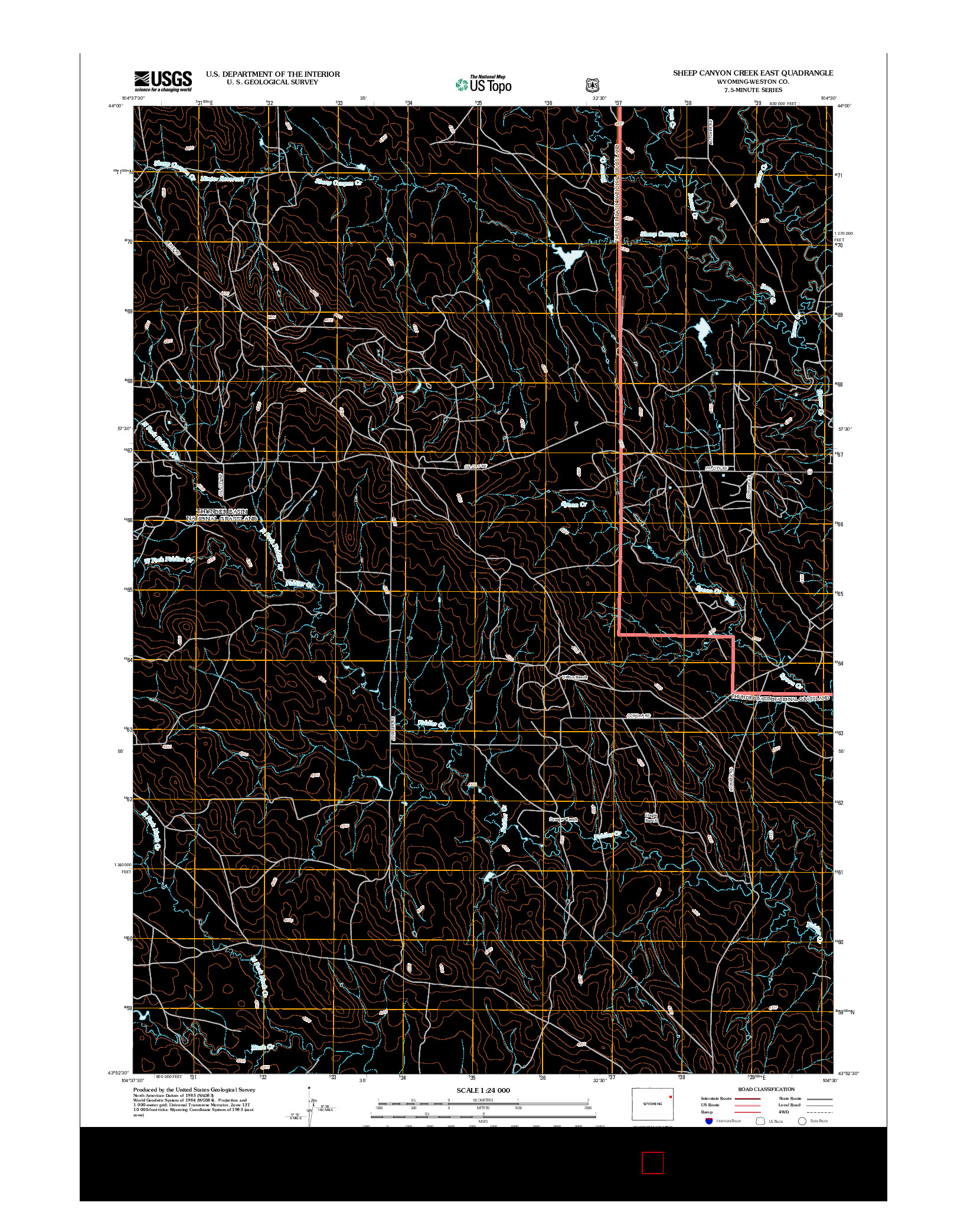 USGS US TOPO 7.5-MINUTE MAP FOR SHEEP CANYON CREEK EAST, WY 2012