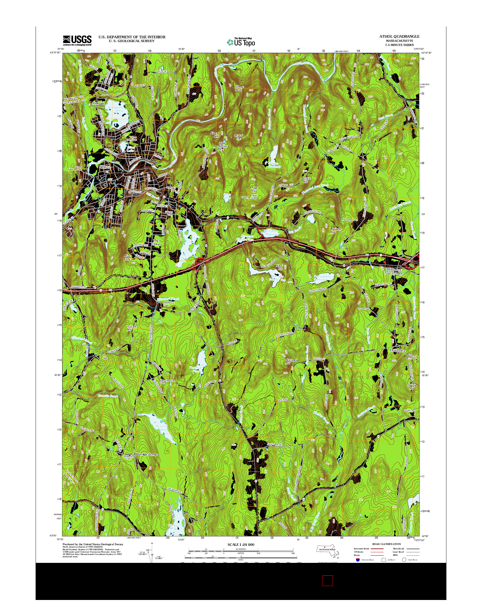 USGS US TOPO 7.5-MINUTE MAP FOR ATHOL, MA 2012