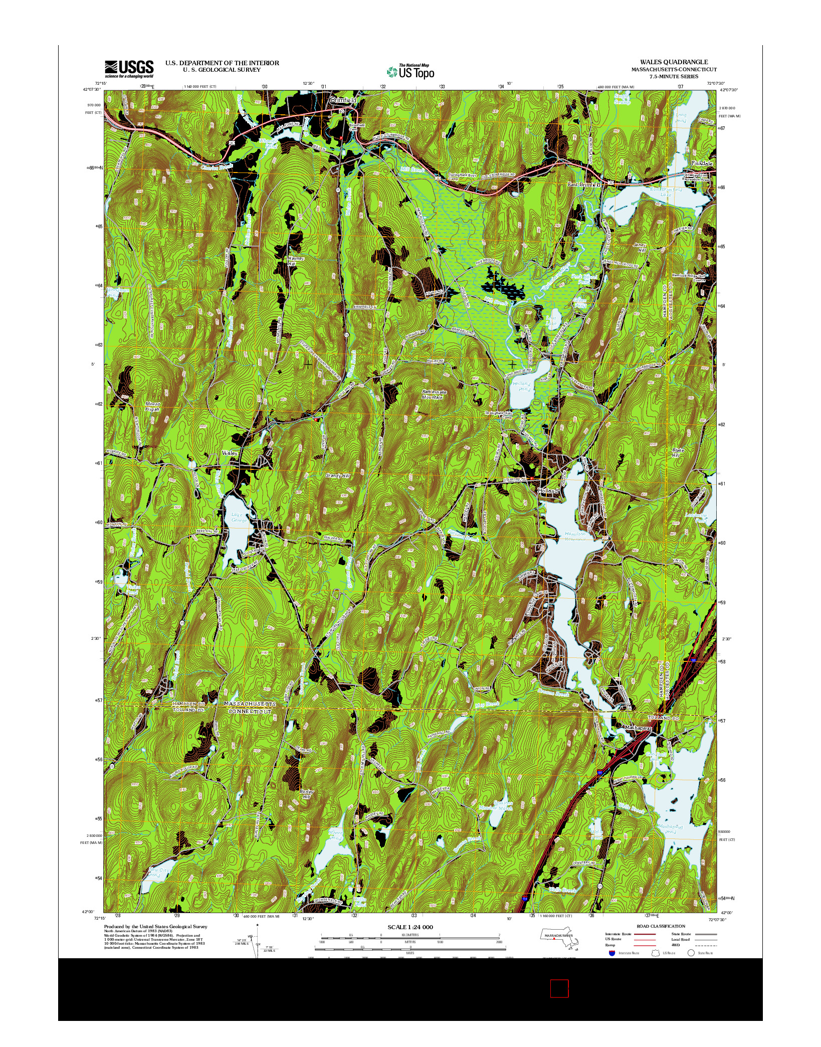 USGS US TOPO 7.5-MINUTE MAP FOR WALES, MA-CT 2012